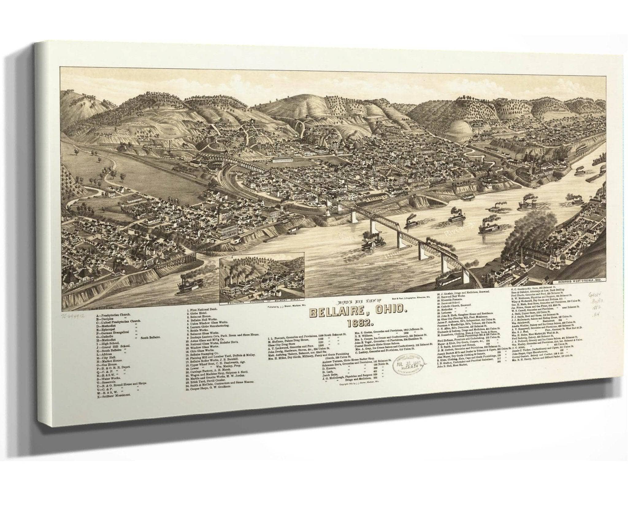 Birds Eye View Of Bellaire Ohio 1882 State Of Ohio