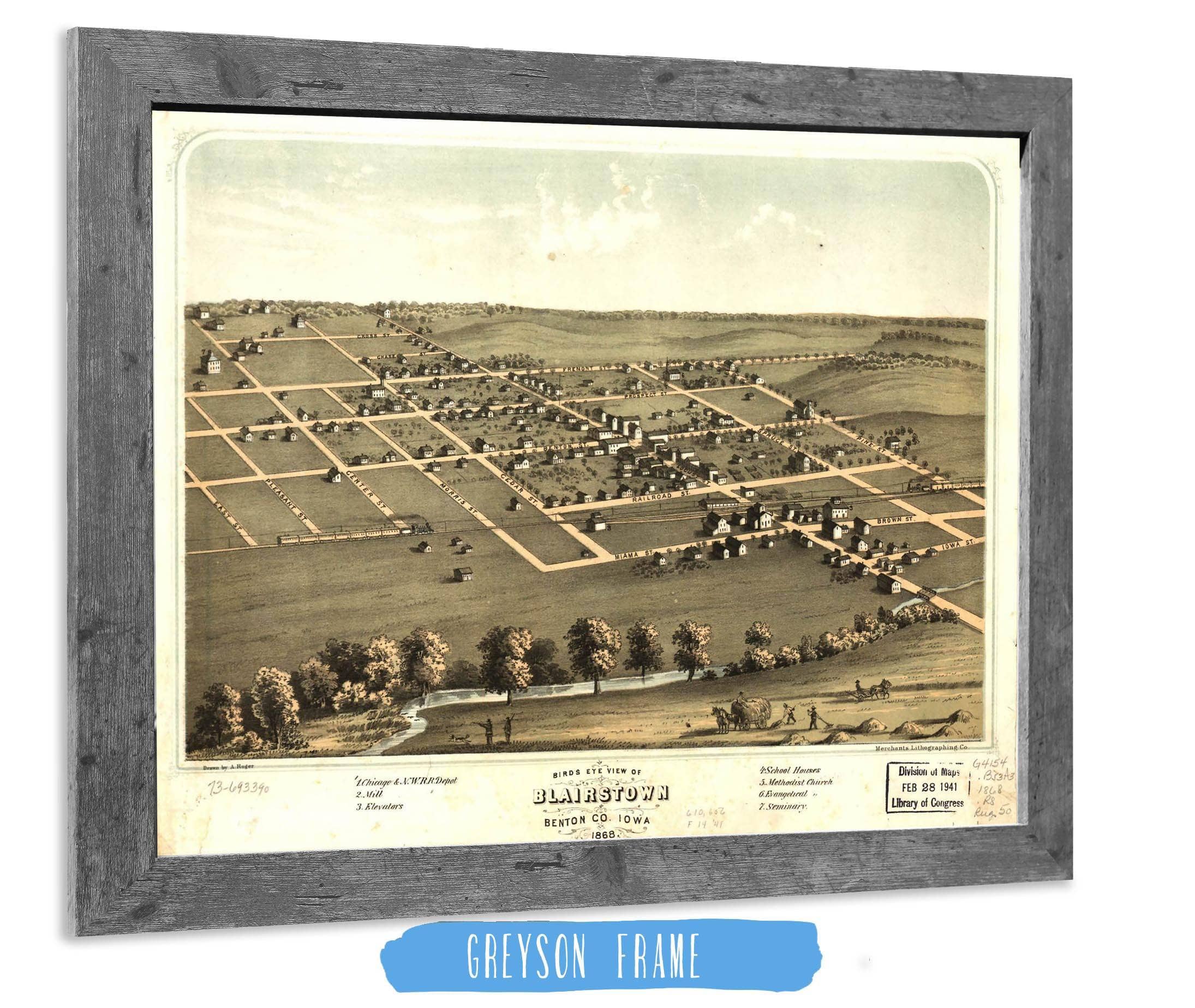 Birds Eye View Of Blairstown Benton Co Iowa 1868 State of Iowa - Image 6