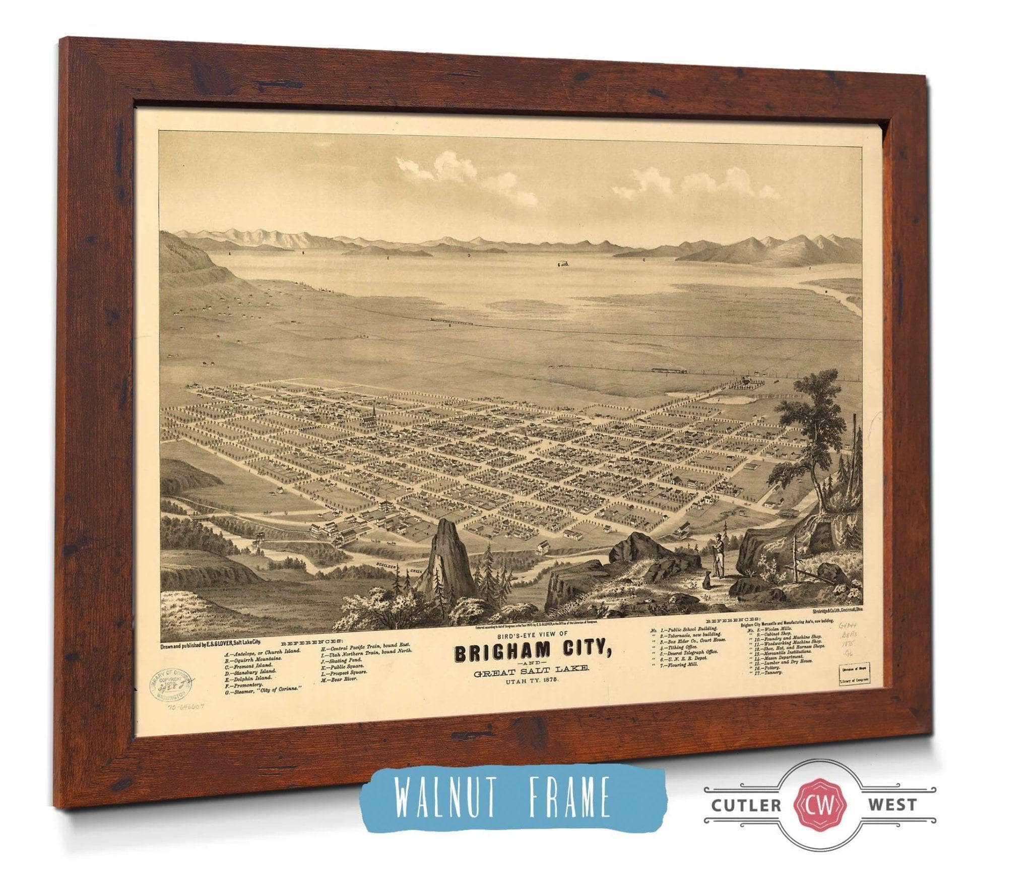 Birds Eye View Of Brigham City And Great Salt Lake Utah Ty 1875 State of Utah - Image 4
