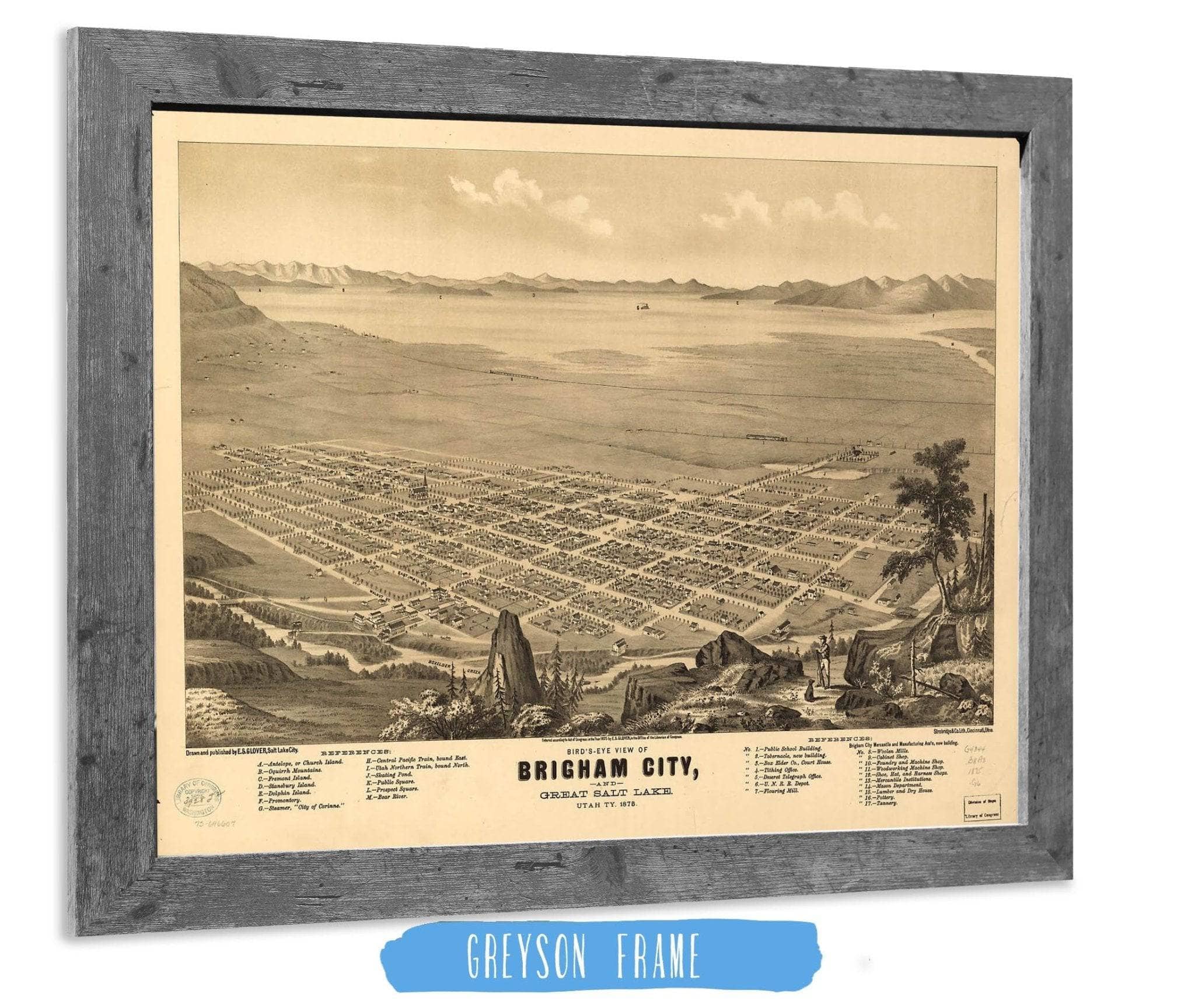 Birds Eye View Of Brigham City And Great Salt Lake Utah Ty 1875 State of Utah - Image 6