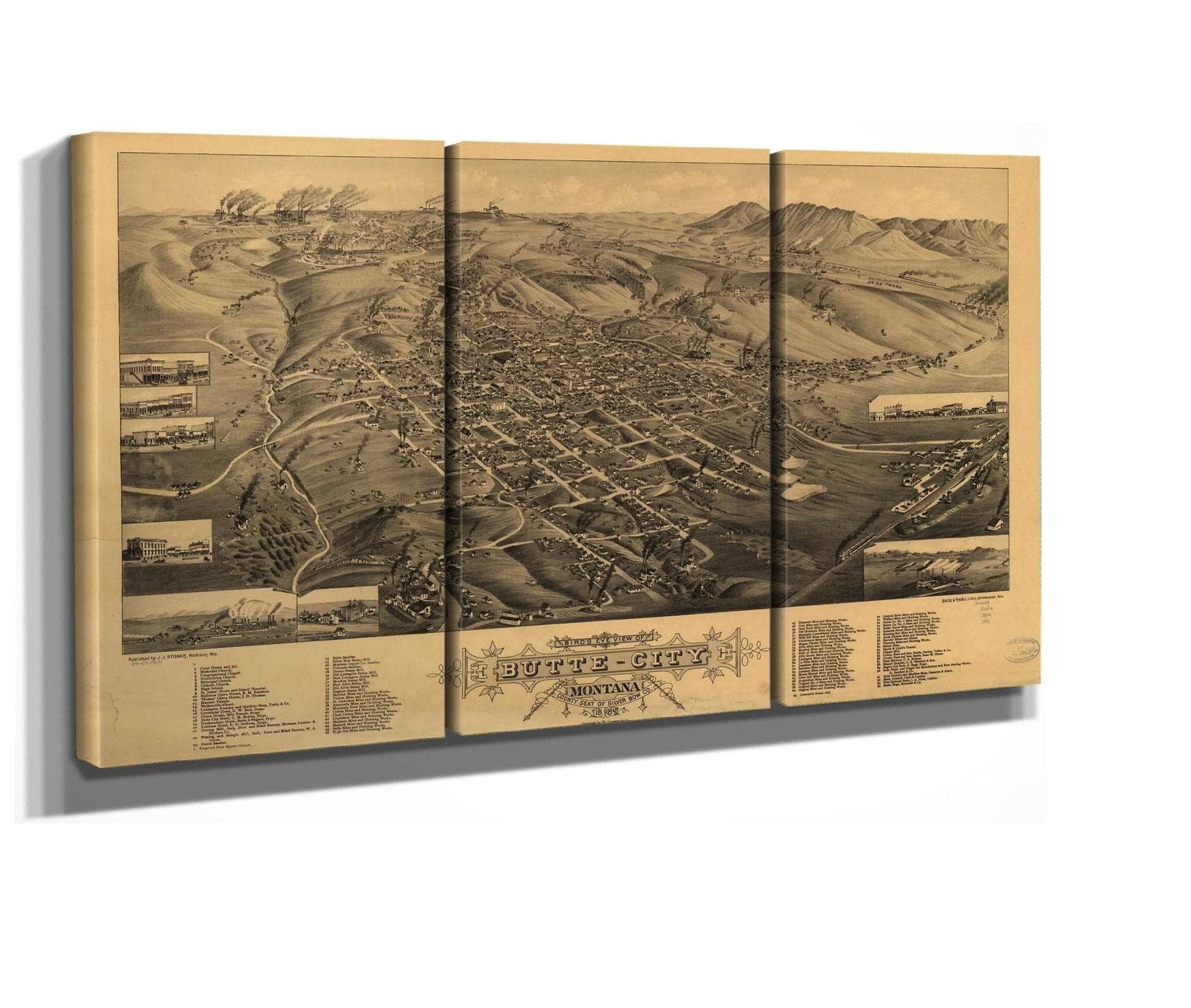 Birds Eye View Of Butte City Montana County Seat Of Silver Bow Co 1884 State Of Montana - Image 2