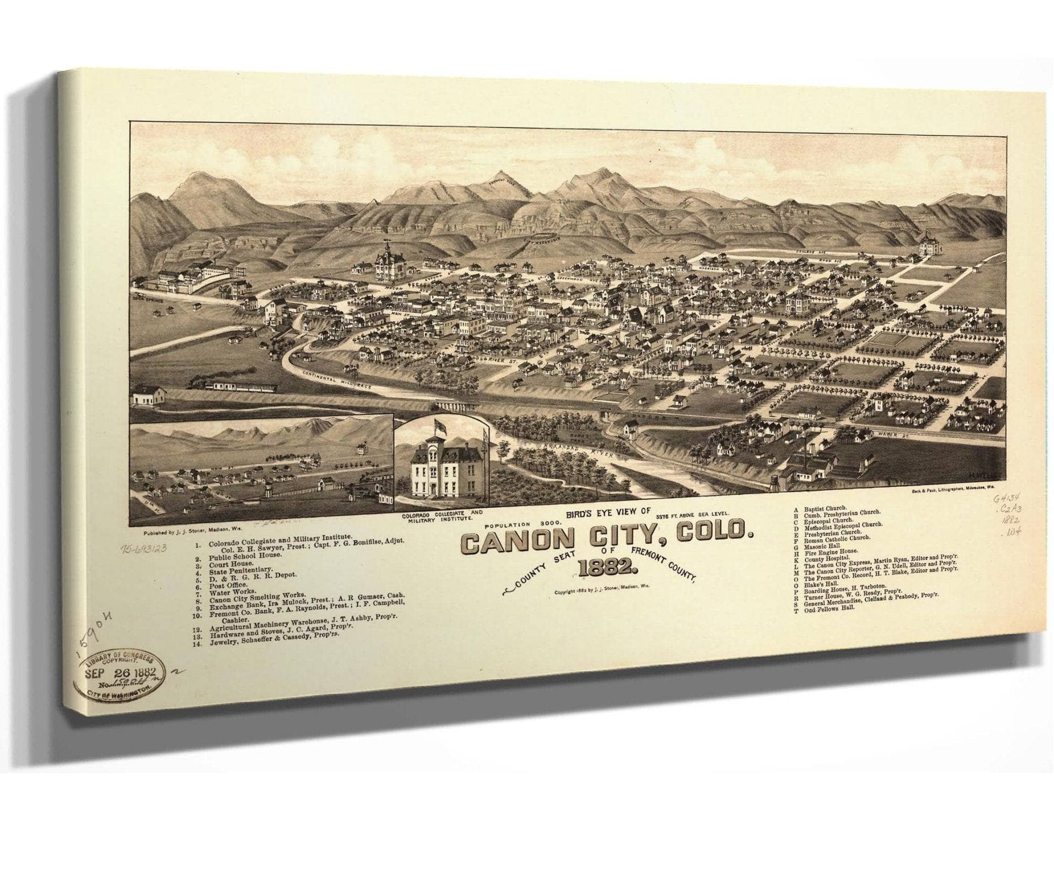 Birds Eye View Of Canon City Colo County Seat Of Fremont County 1882 State Of JPEG