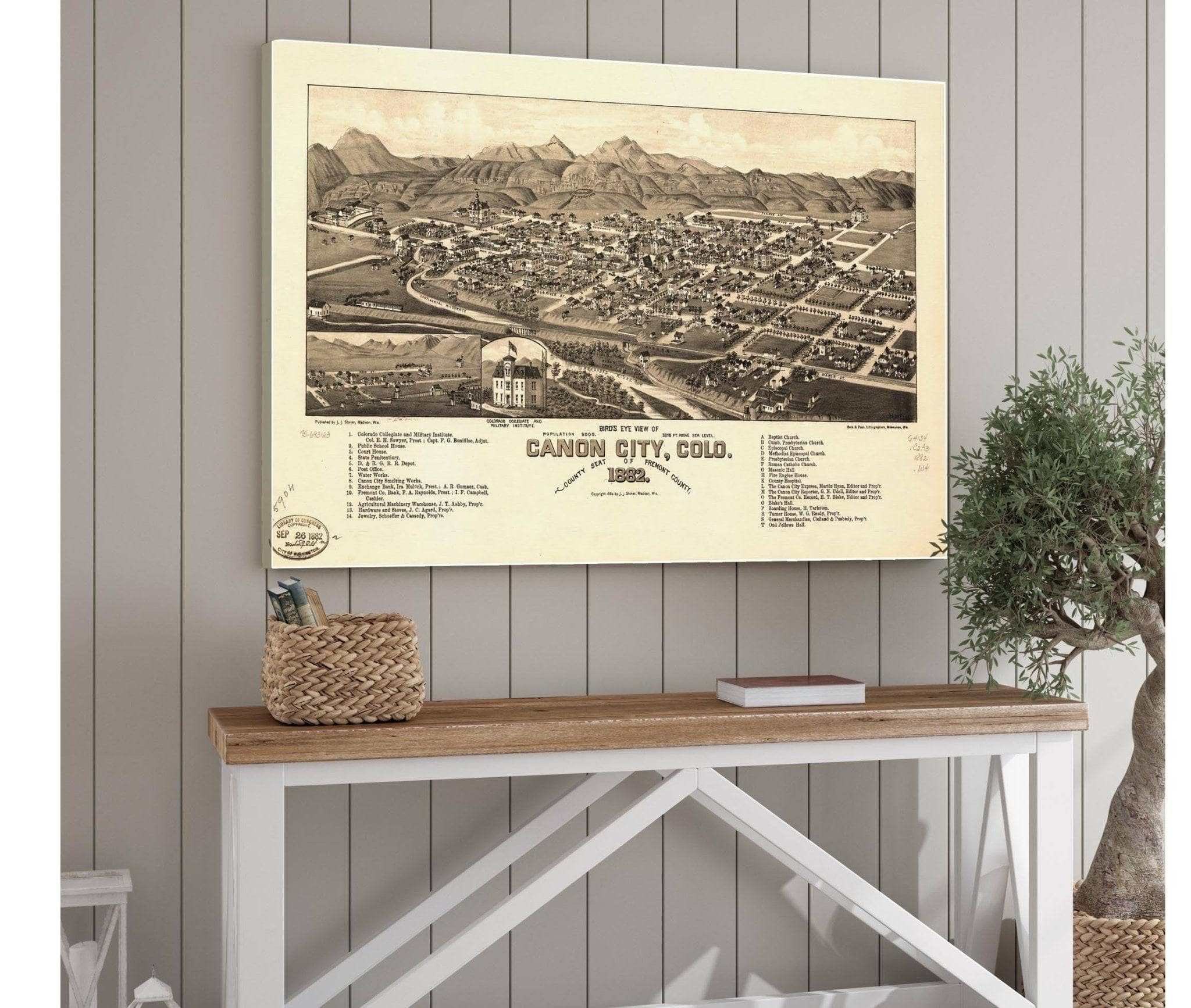 Birds Eye View Of Canon City Colo County Seat Of Fremont County 1882 State Of JPEG - Image 6