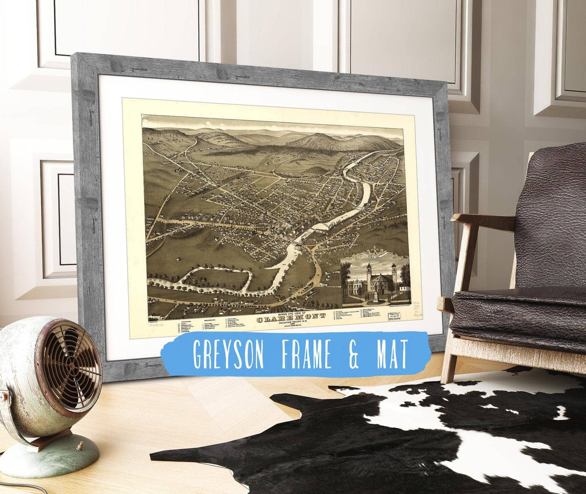 Birds Eye View Of Claremont Sullivan County Nh 1877 State of New Hampshire - Image 7
