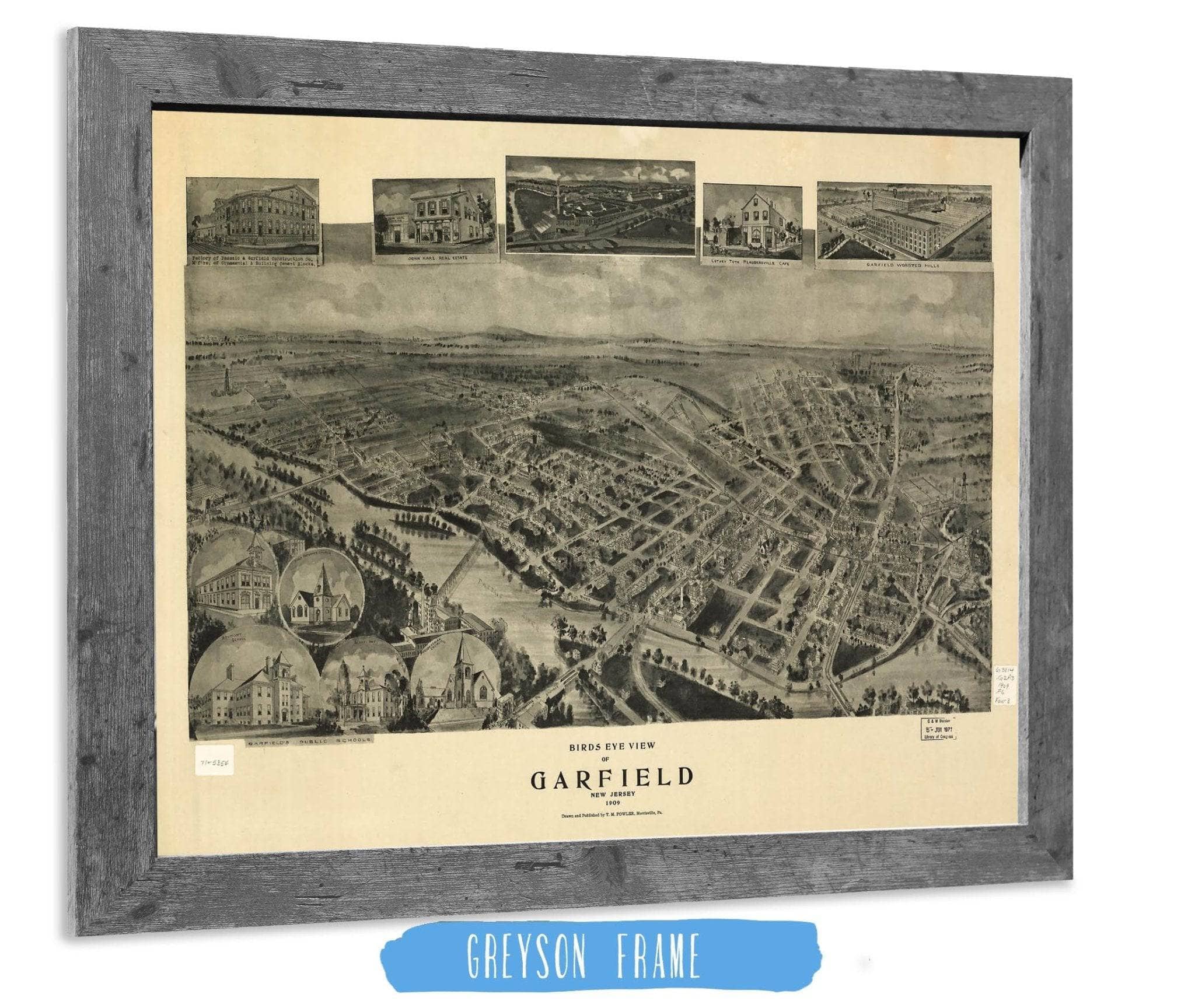 Birds Eye View Of Garfield New Jersey 1909 State of New Jersey - Image 6