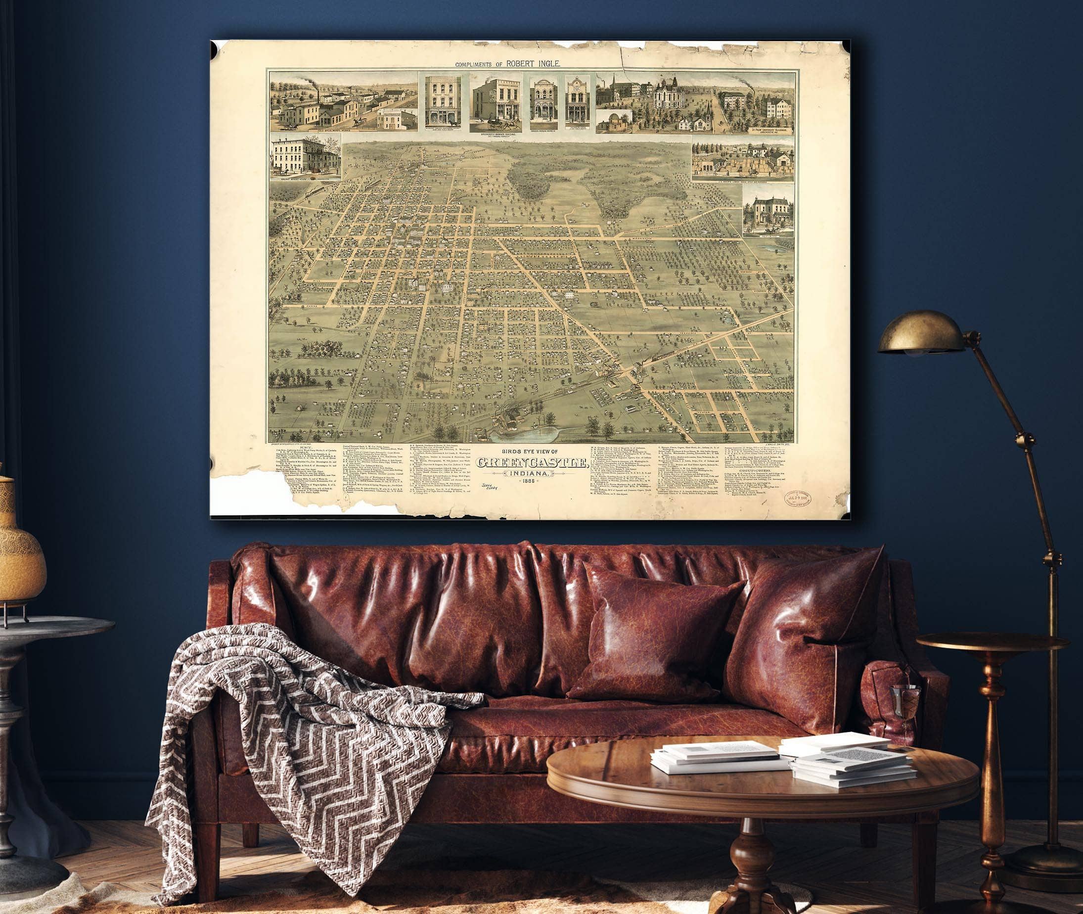 Birds Eye View Of Greencastle Indiana 1886 State of Indiana - Image 4