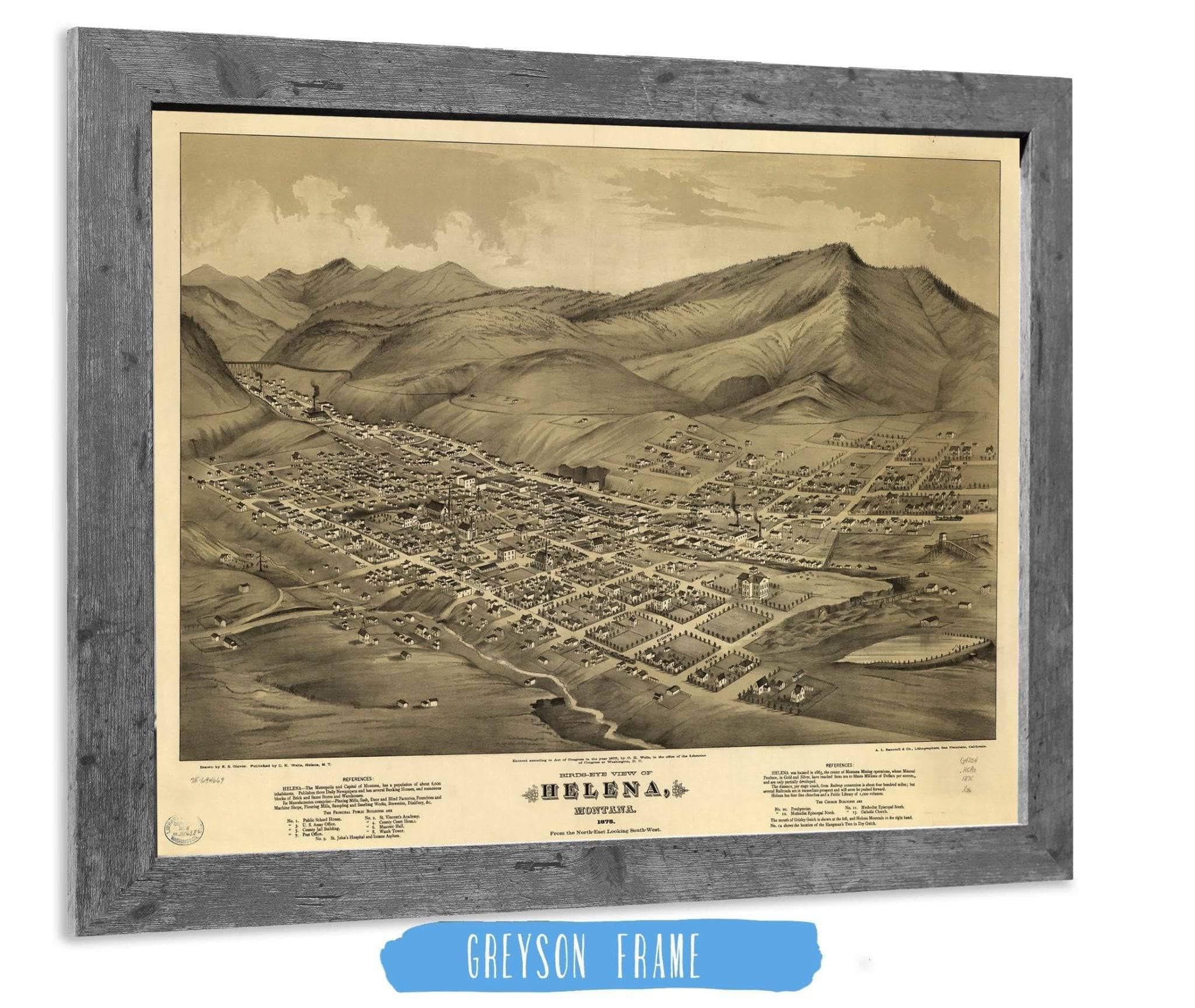 Birds Eye View Of Helena Montana 1875 State of Montana - Image 6
