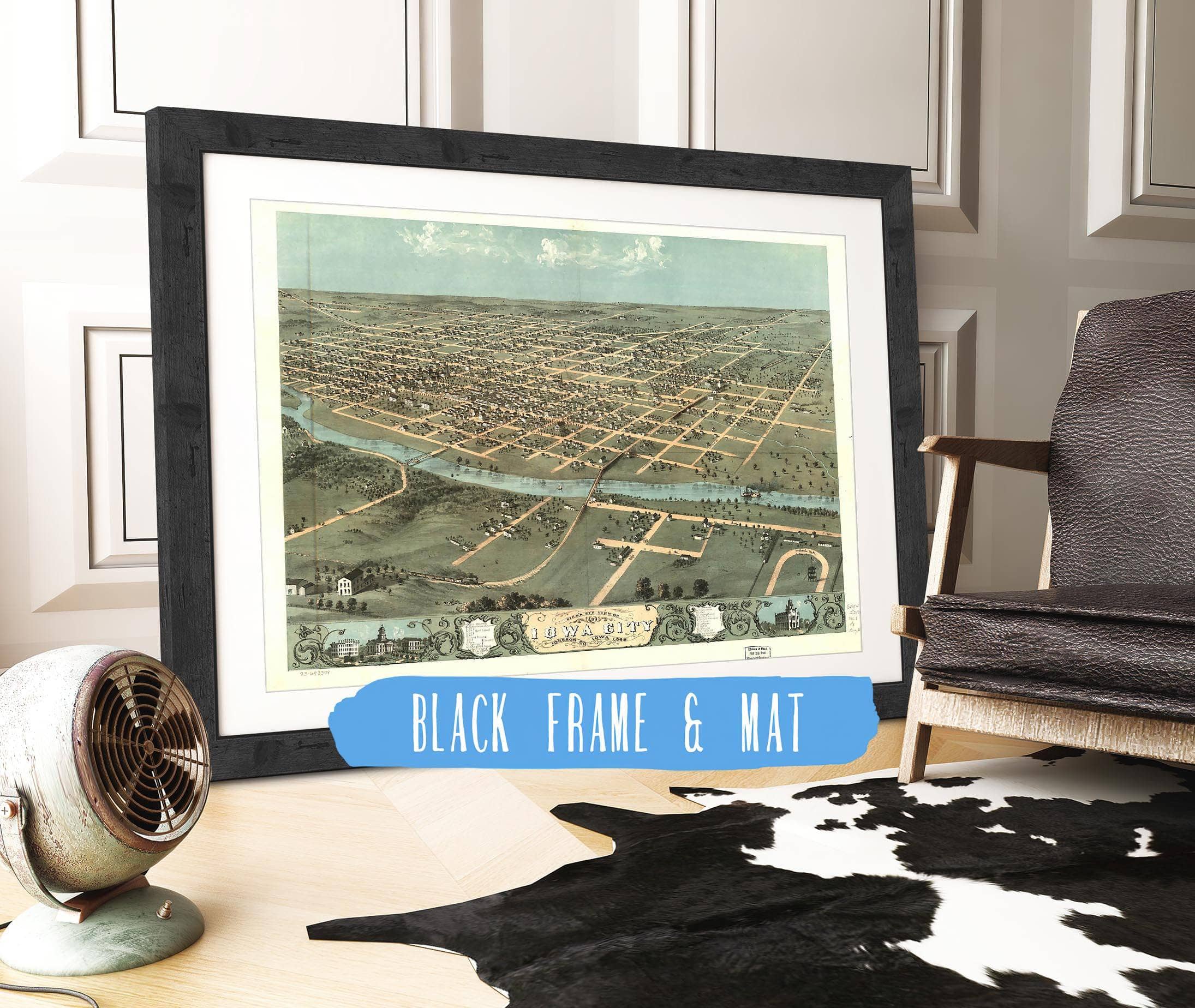 Birds Eye View Of Iowa City Johnson Co Iowa 1868 State of Iowa State of 1 - Image 3