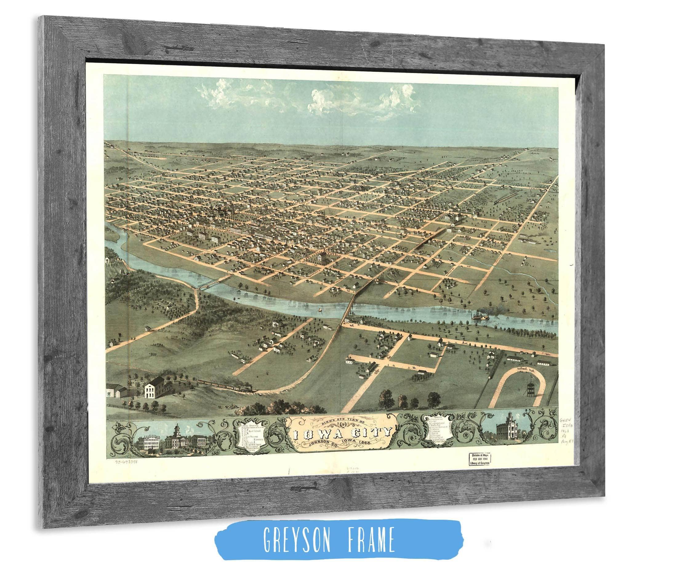 Birds Eye View Of Iowa City Johnson Co Iowa 1868 State of Iowa - Image 6