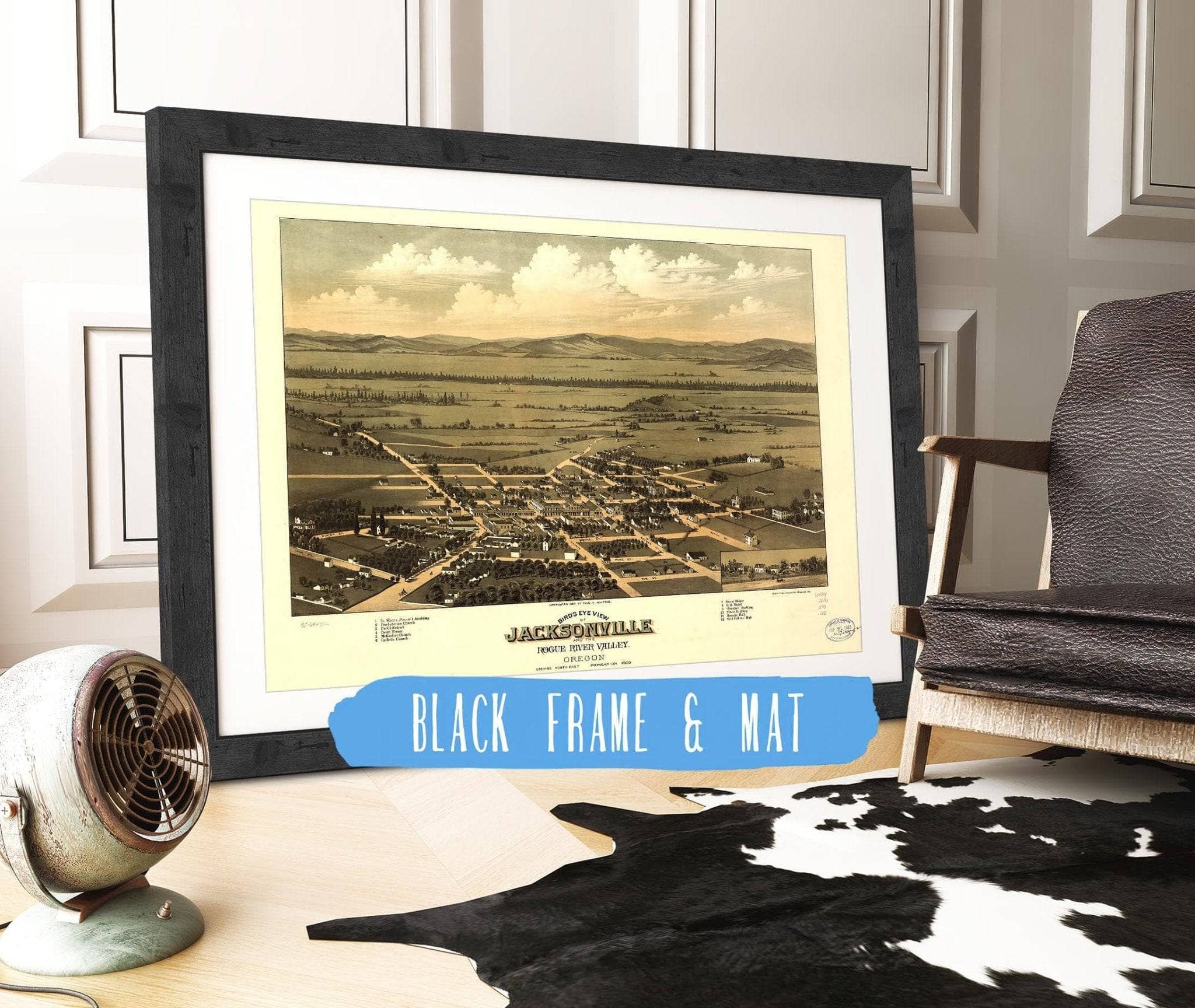 Birds Eye View Of Jacksonville And The Rogue River Valley Oregon 1883 State of Oregon - Image 3