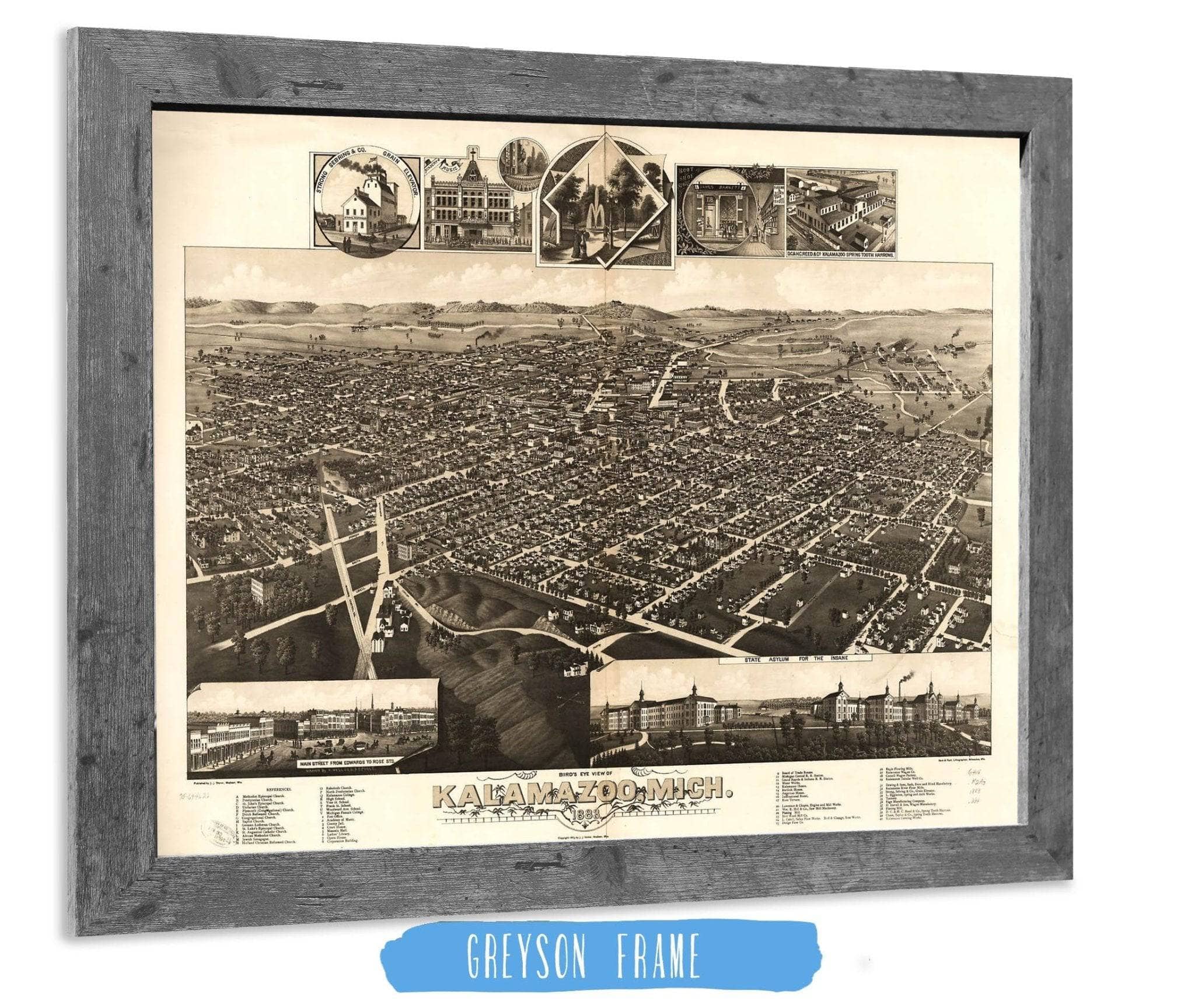 Birds Eye View Of Kalamazoo Mich 1883 State of Michigan - Image 6