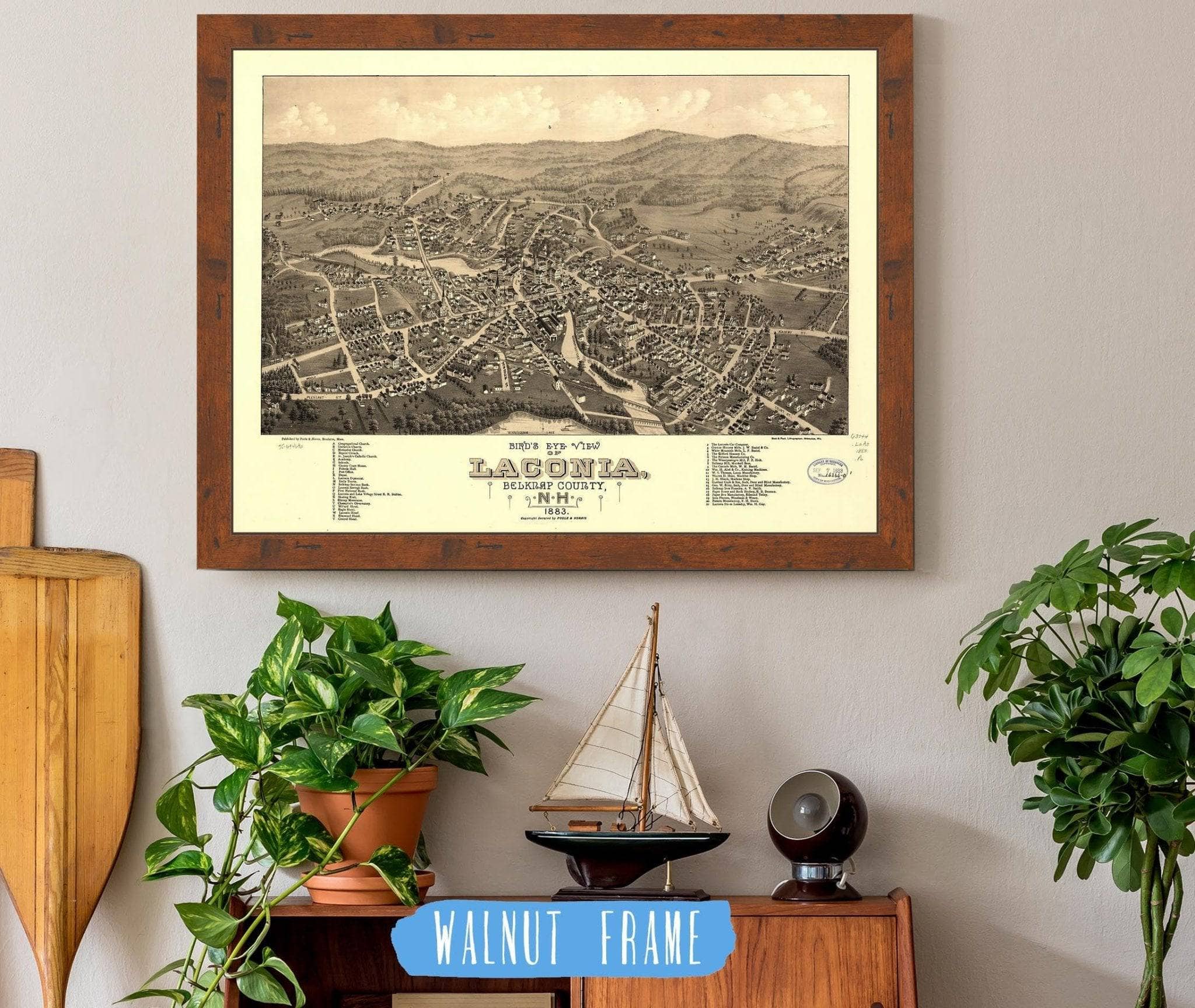 Birds Eye View Of Laconia Belknap County Nh 1883 State of New Hampshire - Image 4