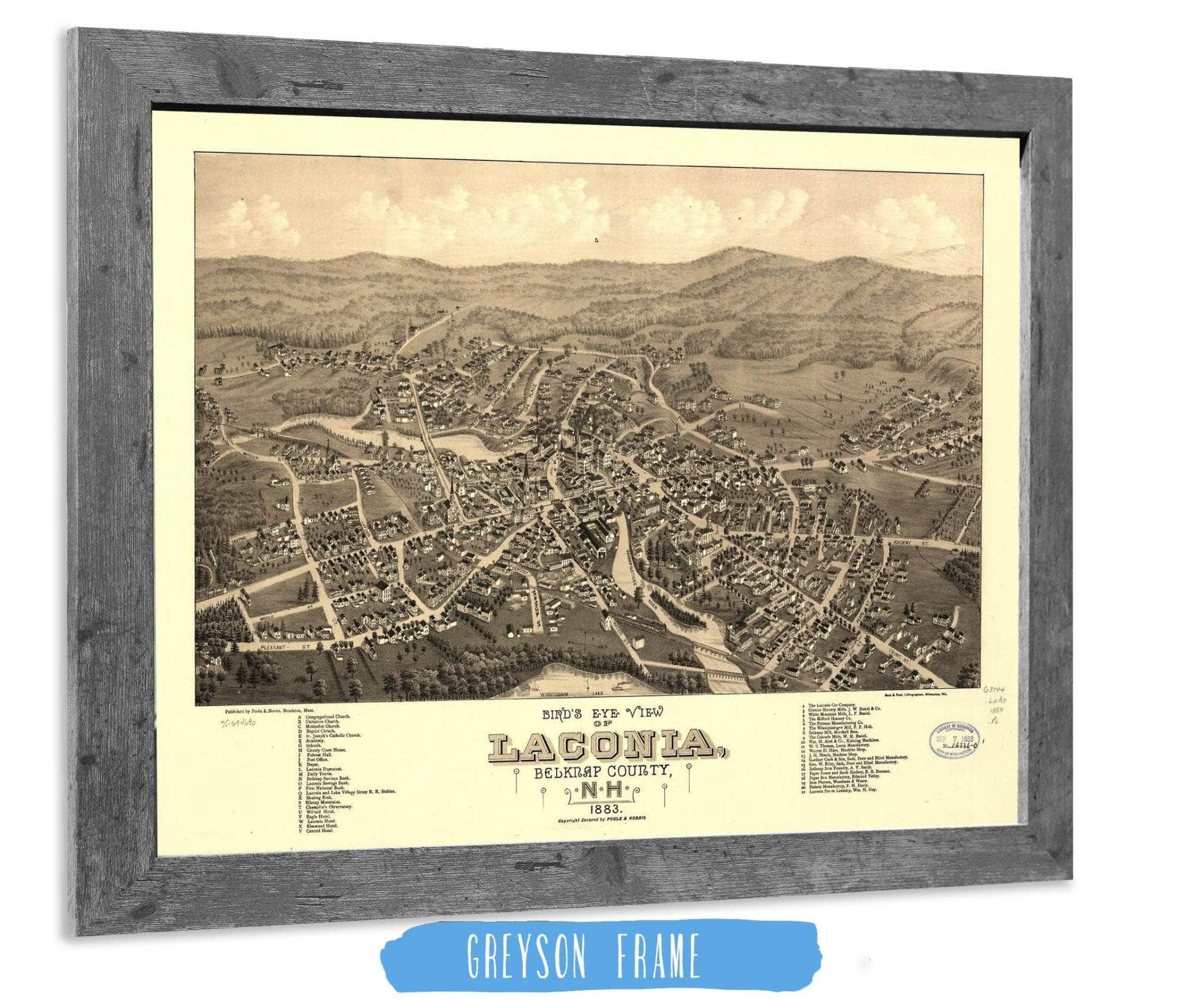 Birds Eye View Of Laconia Belknap County Nh 1883 State of New Hampshire - Image 6