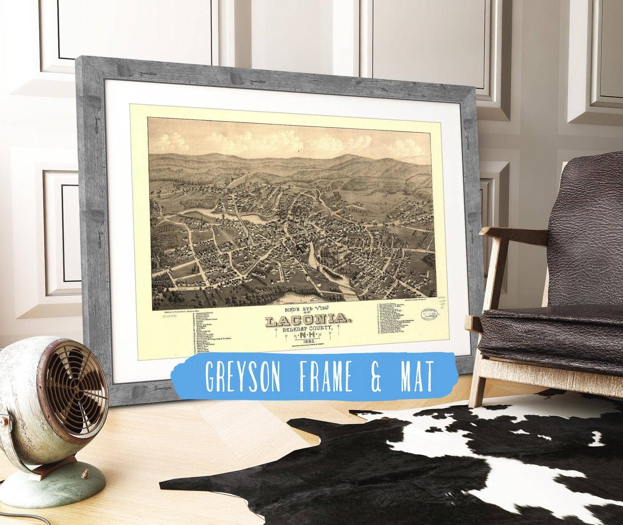 Birds Eye View Of Laconia Belknap County Nh 1883 State of New Hampshire - Image 7
