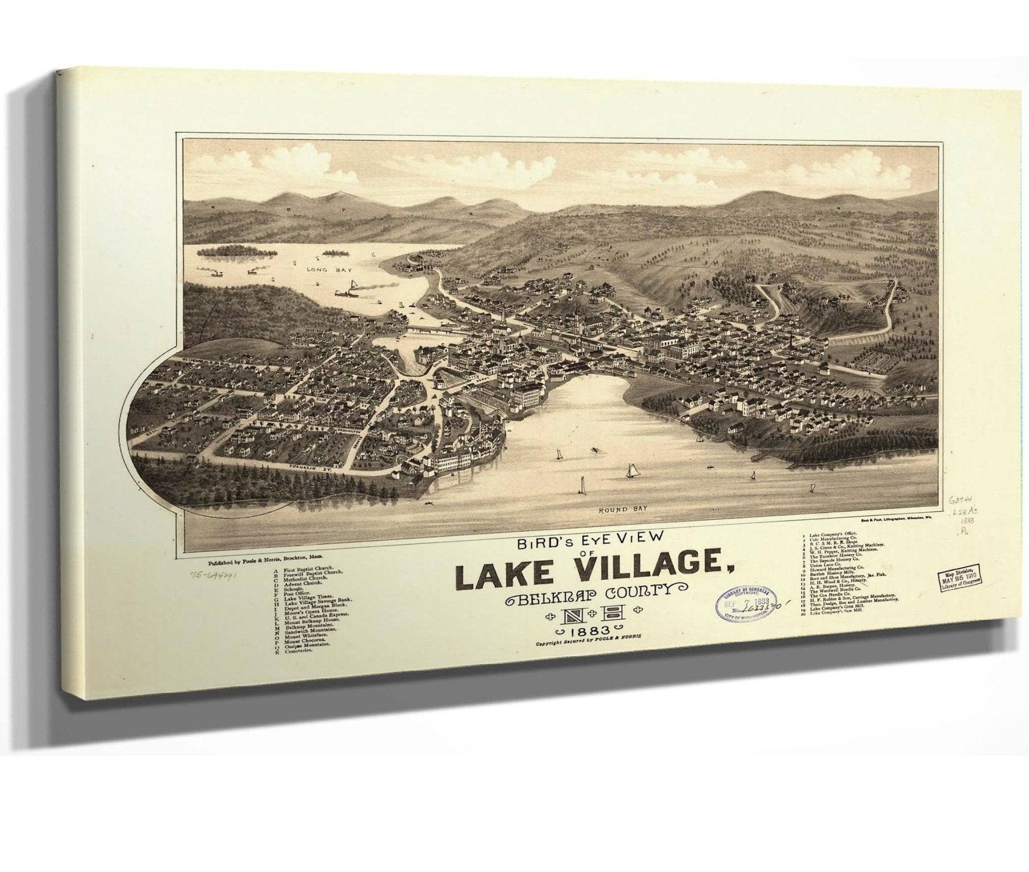 Birds Eye View Of Lake Village Belknap County Nh 1883 State Of New Hampshire