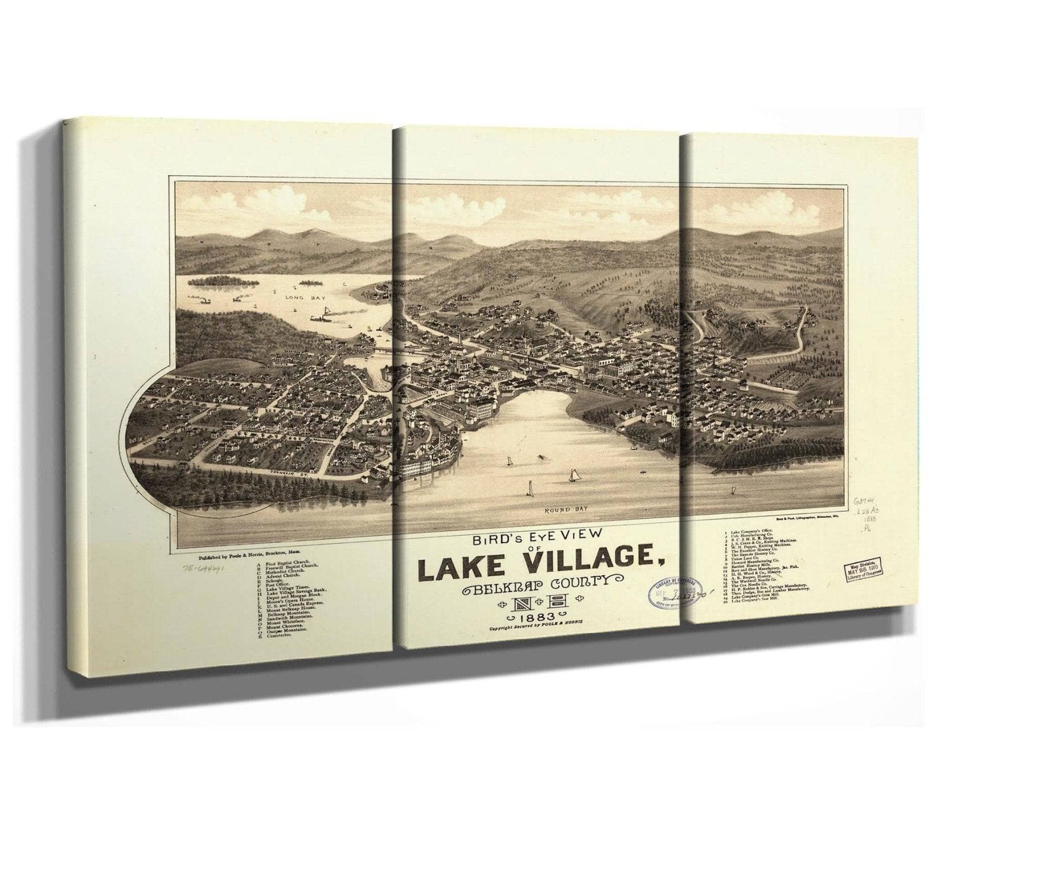 Birds Eye View Of Lake Village Belknap County Nh 1883 State Of New Hampshire - Image 2