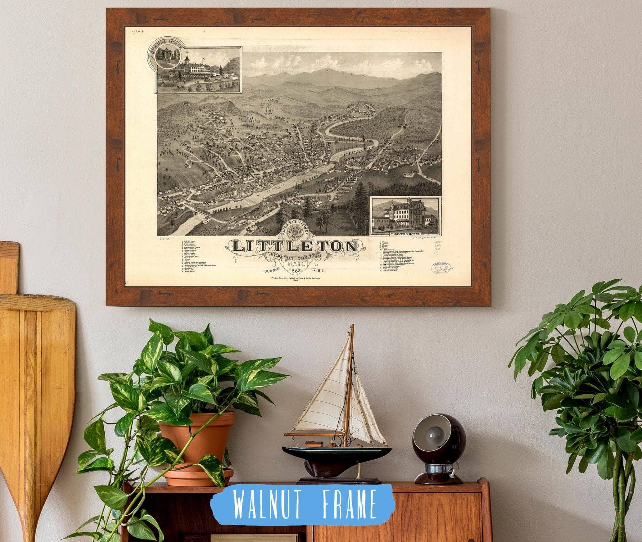 Birds Eye View Of Littleton Grafton County Nh 1883 State of New Hampshire - Image 4