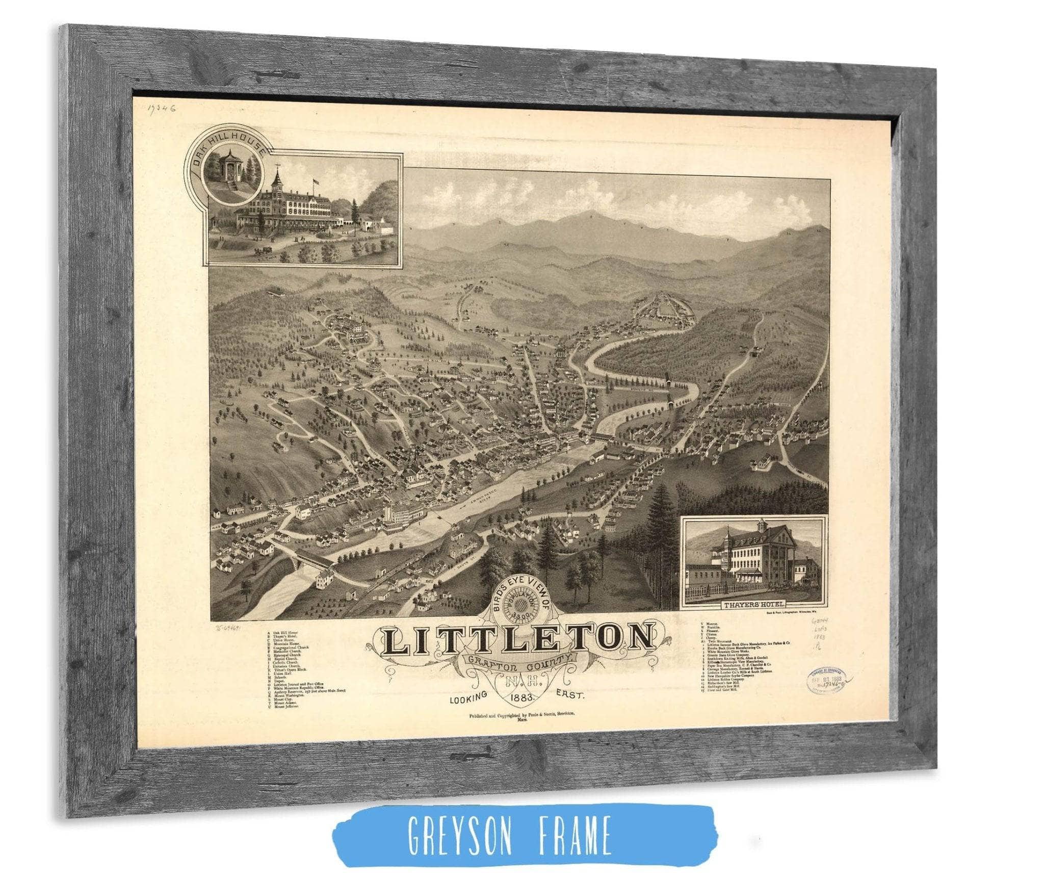 Birds Eye View Of Littleton Grafton County Nh 1883 State of New Hampshire - Image 6