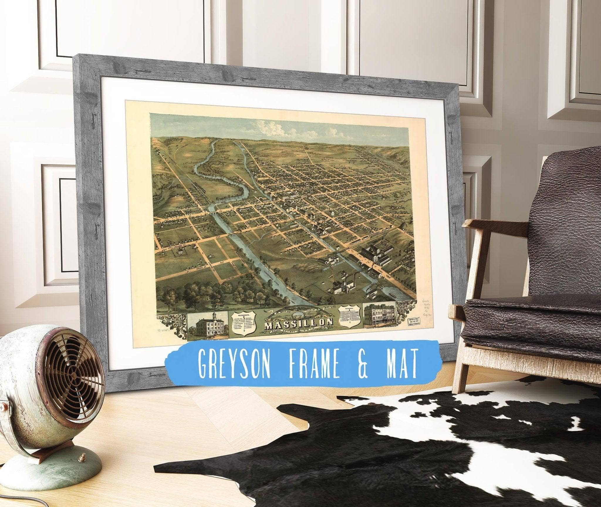 Birds Eye View Of Massillon Stark County Ohio 1870 State of Ohio - Image 7
