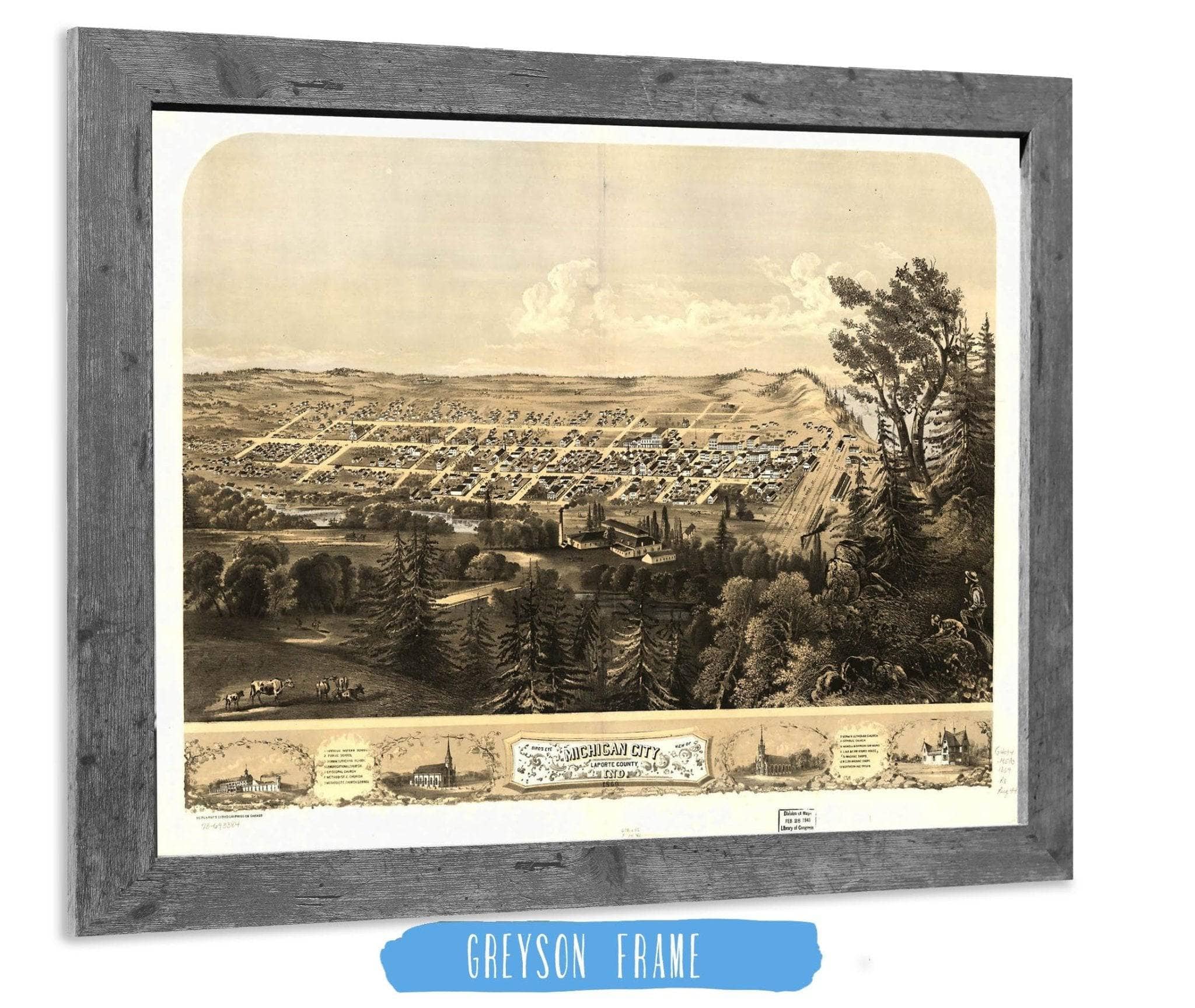 Birds Eye View Of Michigan City Laporte County Ind 1869 State of Michigan - Image 6