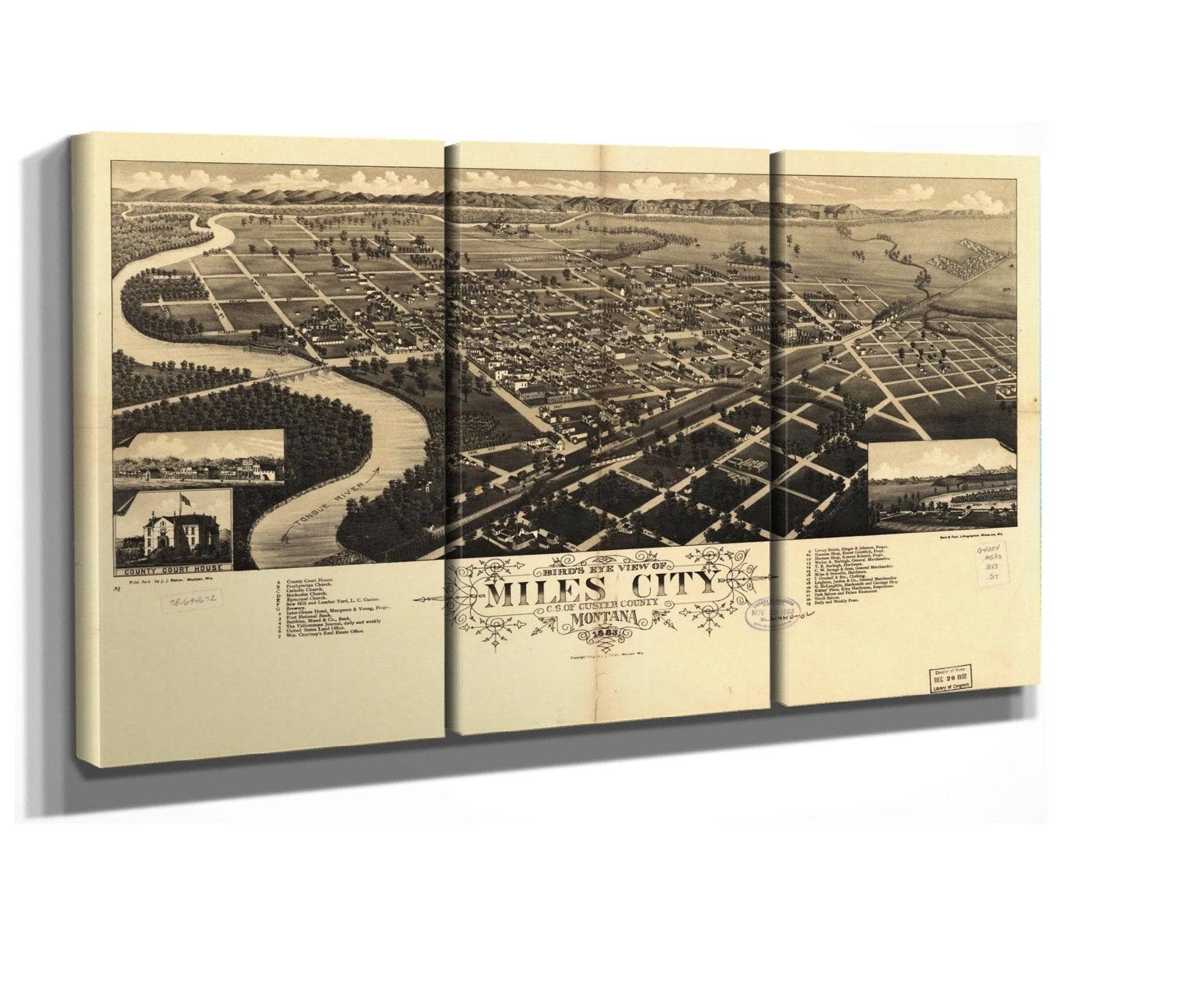 Birds Eye View Of Miles City Cs Of Custer County Montana 1883  State Of Montana - Image 2