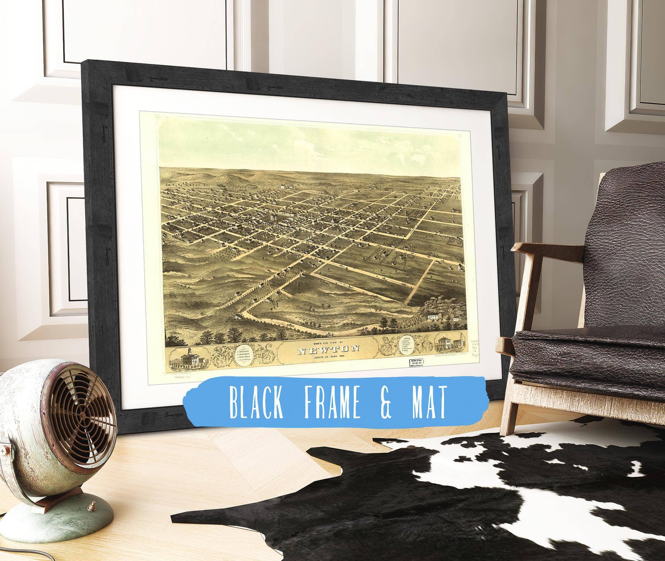 Birds Eye View Of Newton Jasper Co Iowa 1868 State of Iowa - Image 3