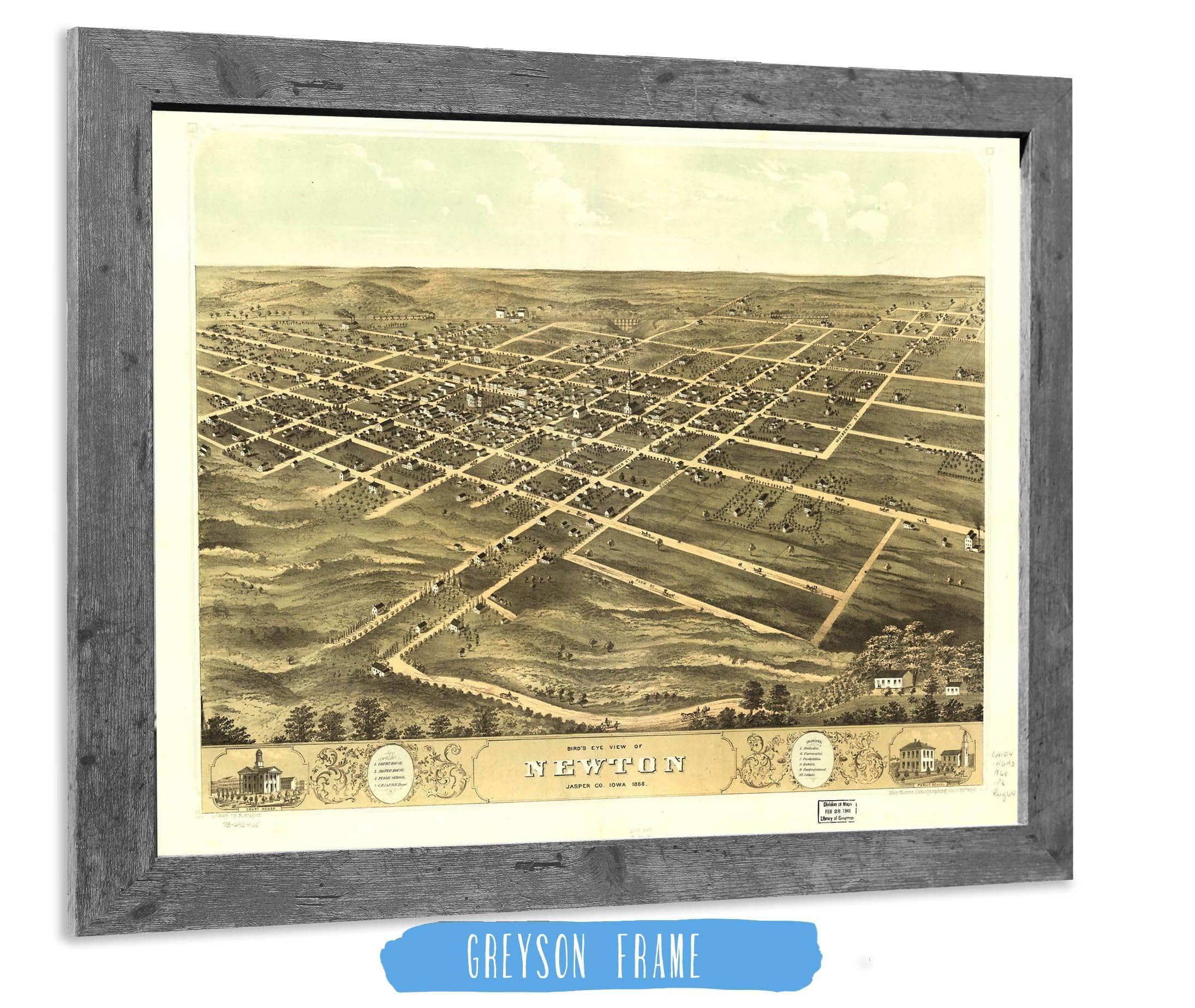 Birds Eye View Of Newton Jasper Co Iowa 1868 State of Iowa - Image 6