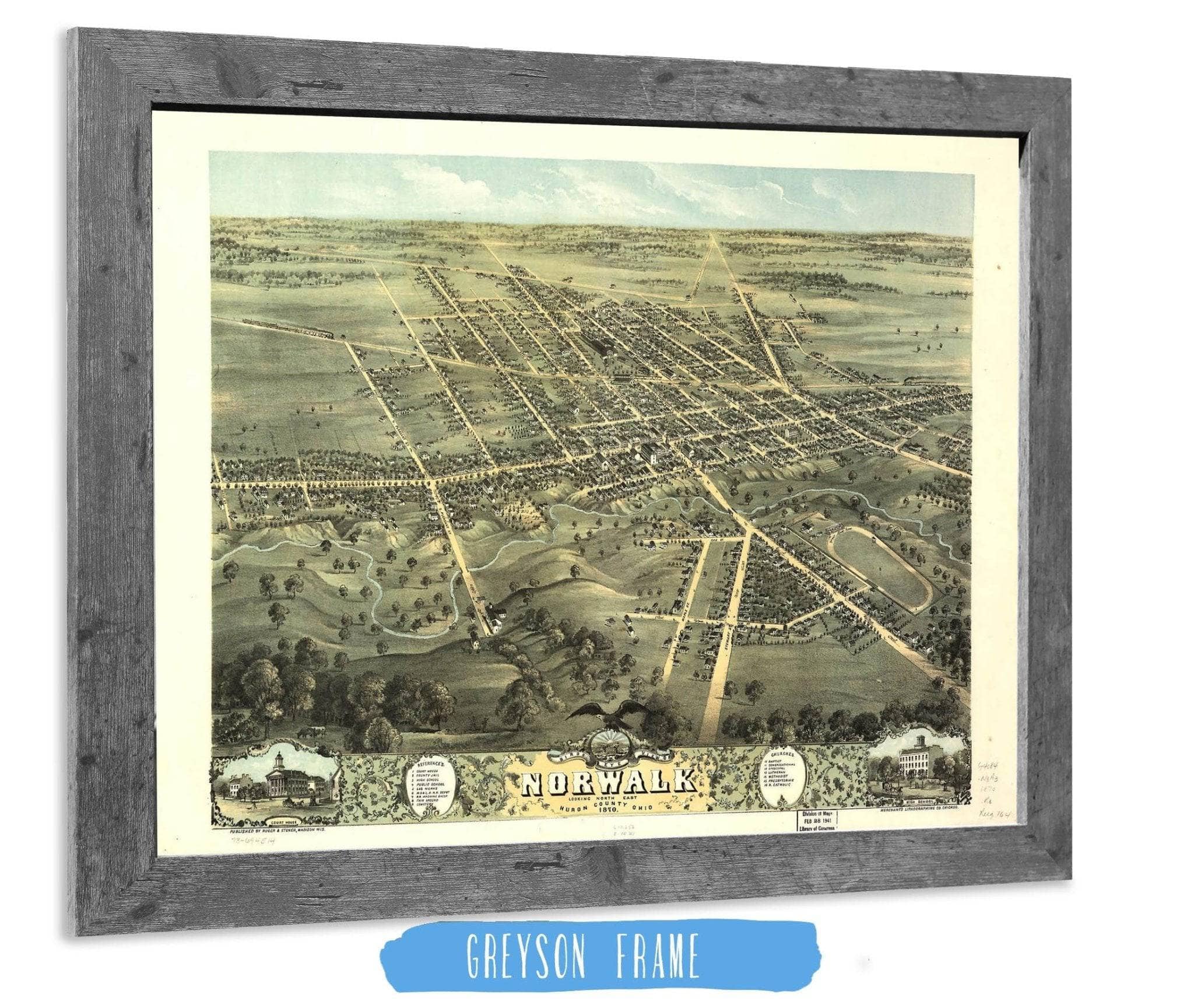 Birds Eye View Of Norwalk Huron County Ohio 1870 State of Ohio - Image 6
