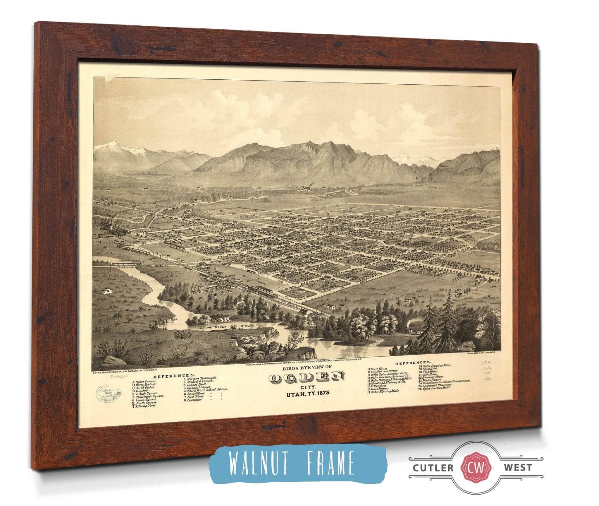 Birds Eye View Of Ogden City Utah Ty 1875 State of Utah - Image 4