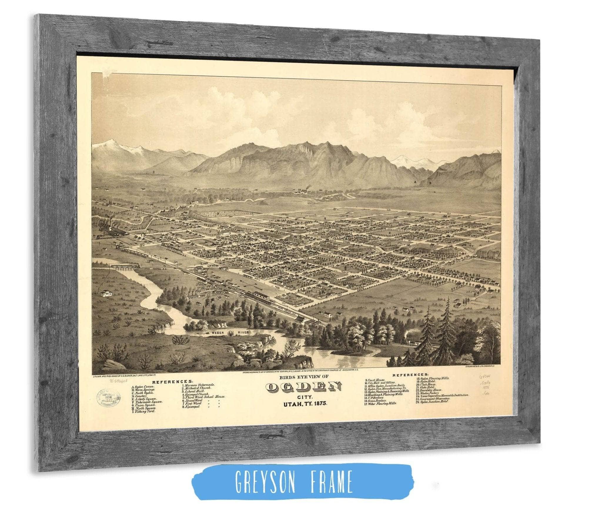 Birds Eye View Of Ogden City Utah Ty 1875 State of Utah - Image 6