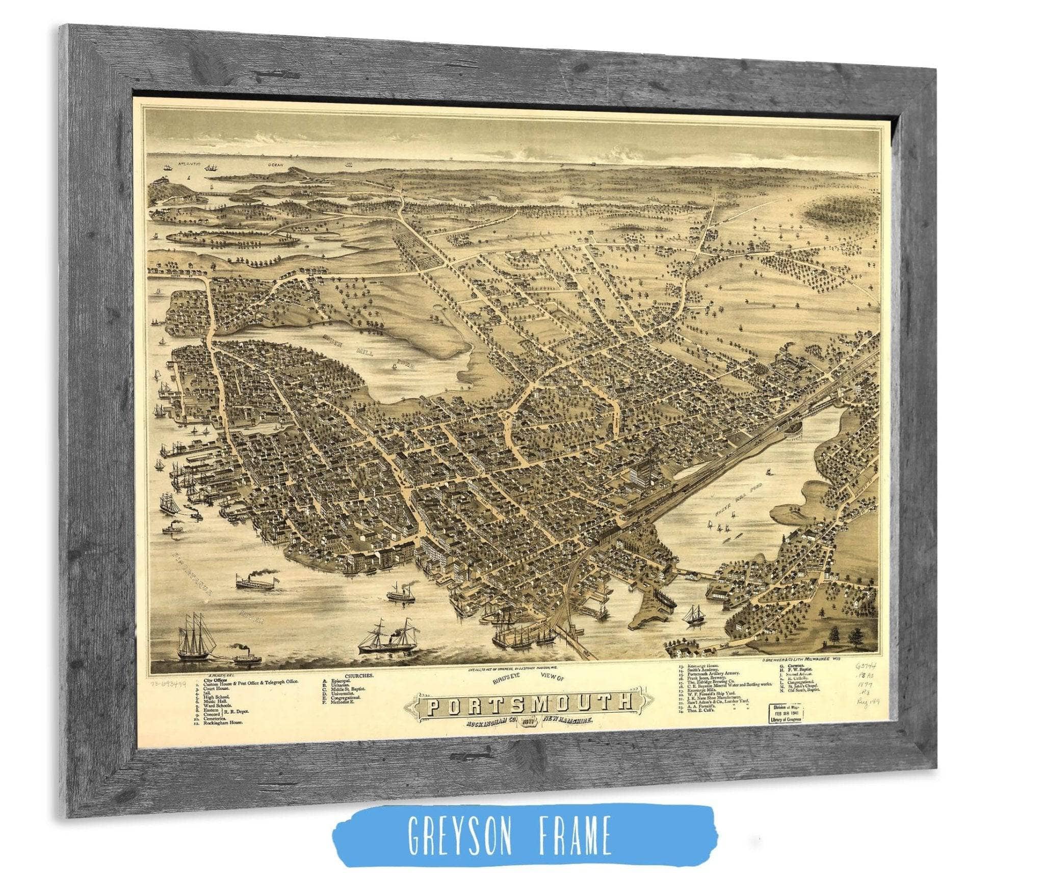 Birds Eye View Of Portsmouth Rockingham Co New Hampshire 1877 State of New Hampshire - Image 6