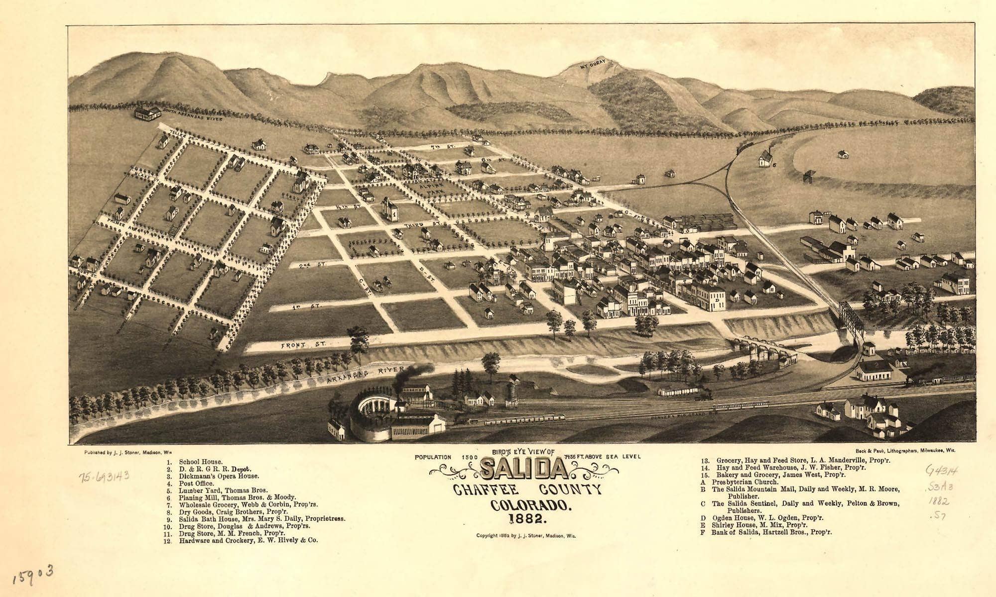 Birds Eye View Of Salida Chaffee County Colorado 1882 - Image 7