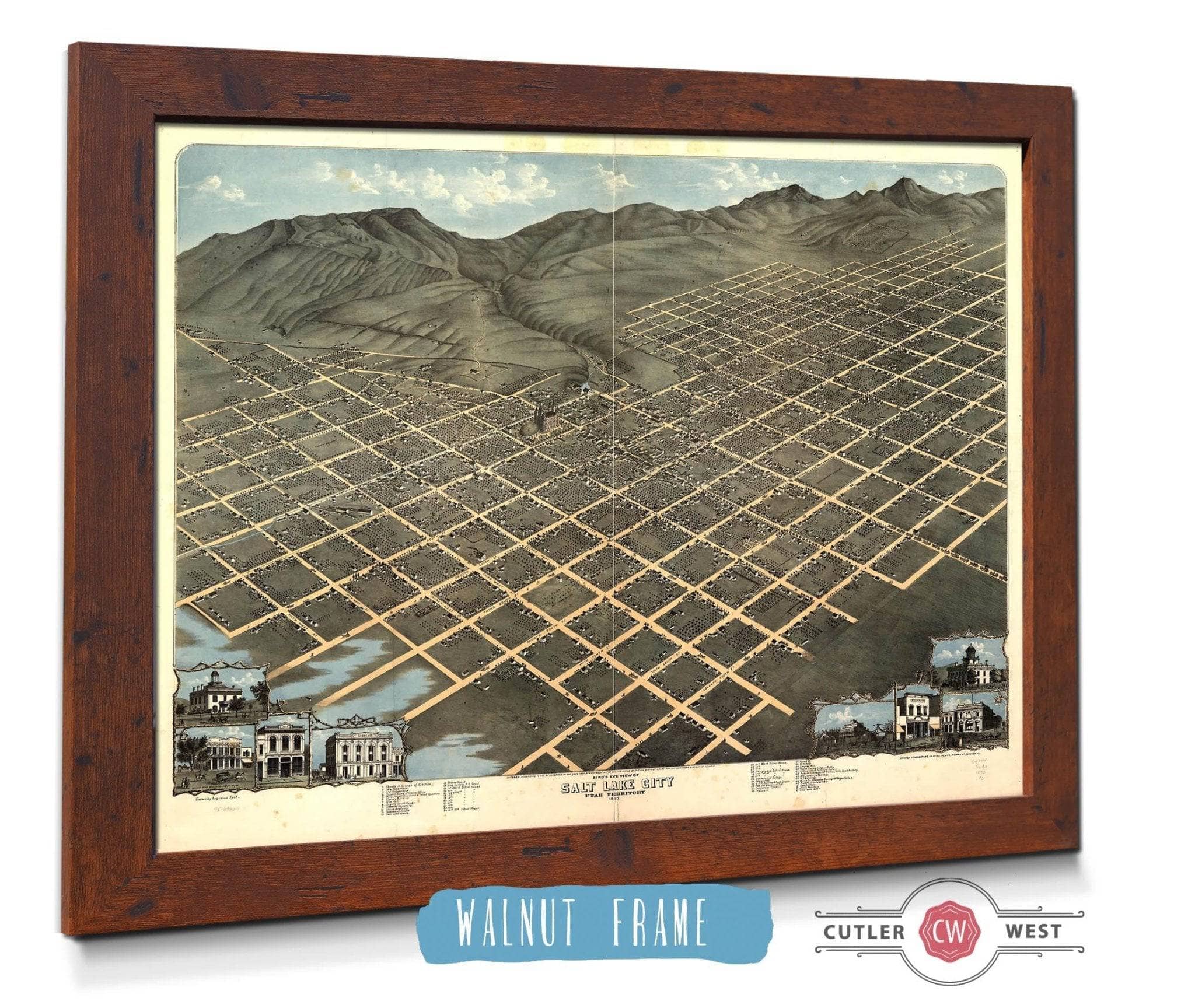 Birds Eye View Of Salt Lake City Utah Territory 1870 State of Utah - Image 4