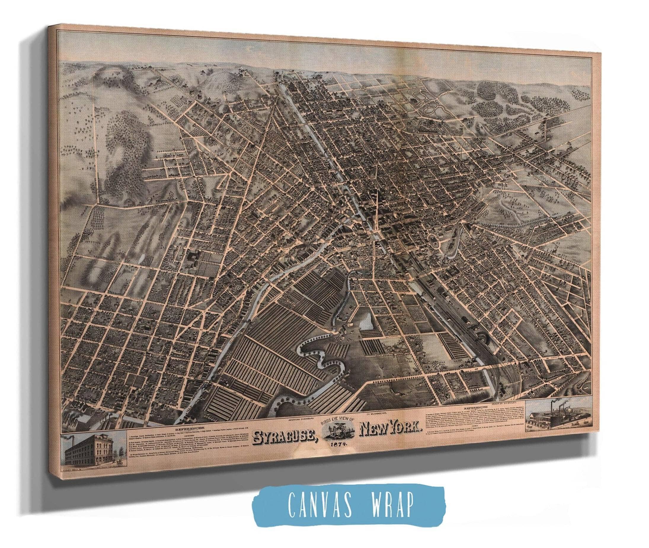 Birds Eye View Of Syracuse New York 1874 State of New York