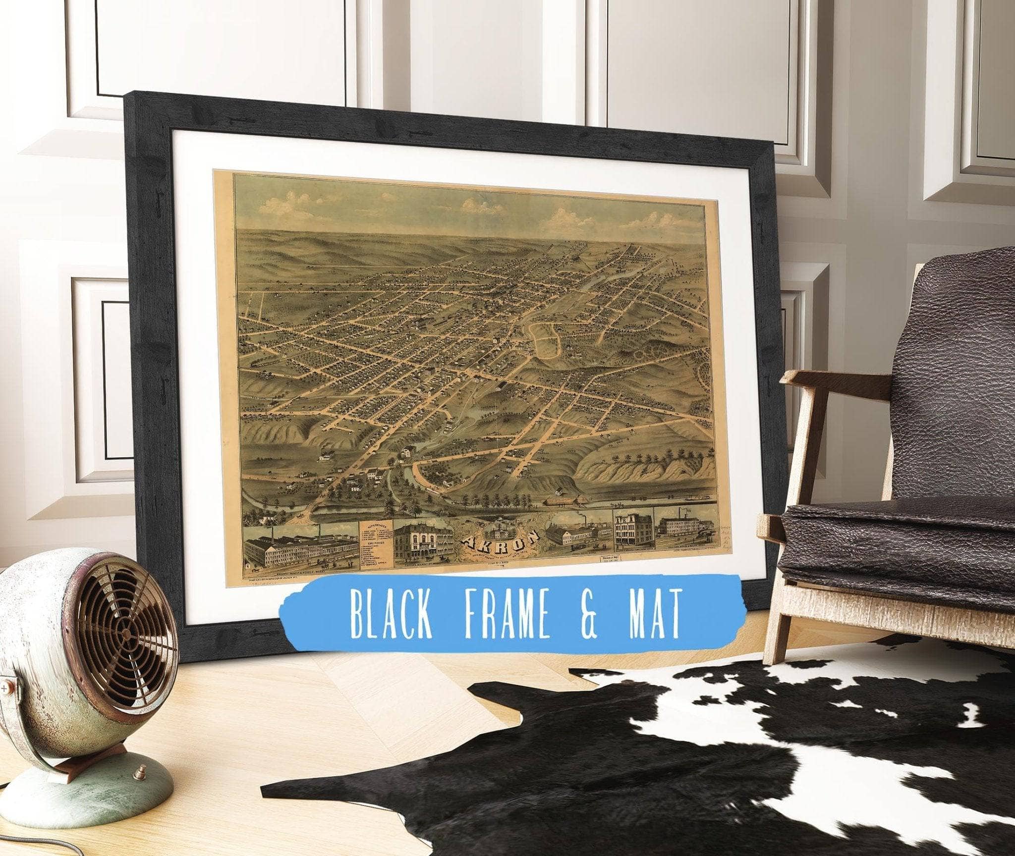 Birds Eye View Of The City Of Akron Summit County Ohio 1870 State of Ohio - Image 3