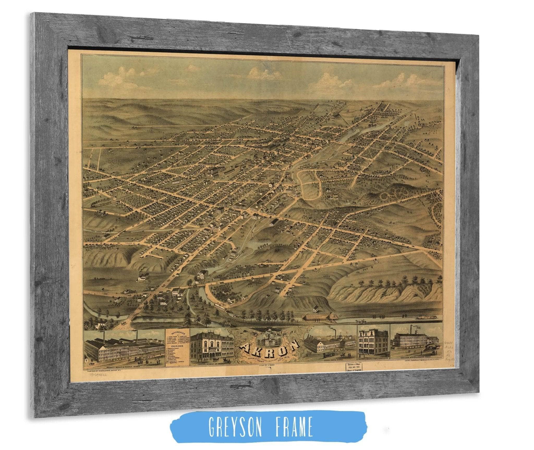 Birds Eye View Of The City Of Akron Summit County Ohio 1870 State of Ohio - Image 6
