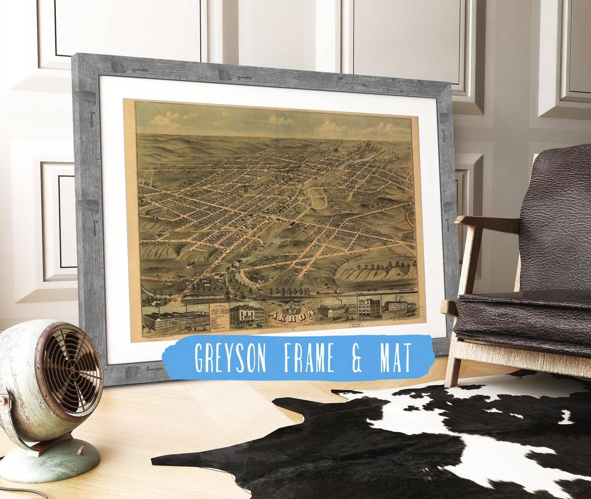 Birds Eye View Of The City Of Akron Summit County Ohio 1870 State of Ohio - Image 7