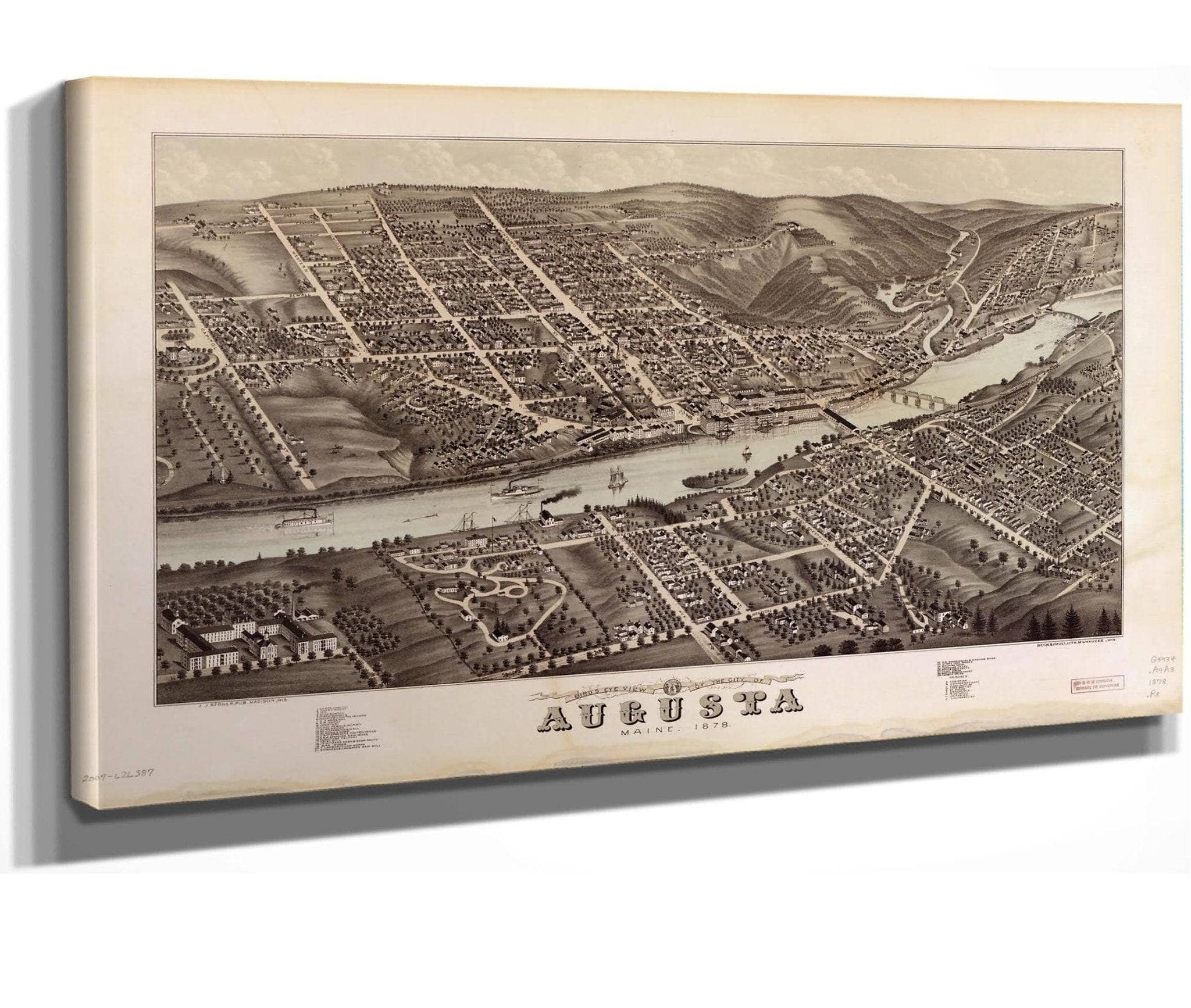 Birds Eye View Of The City Of Augusta Maine 1878 State Of Maine