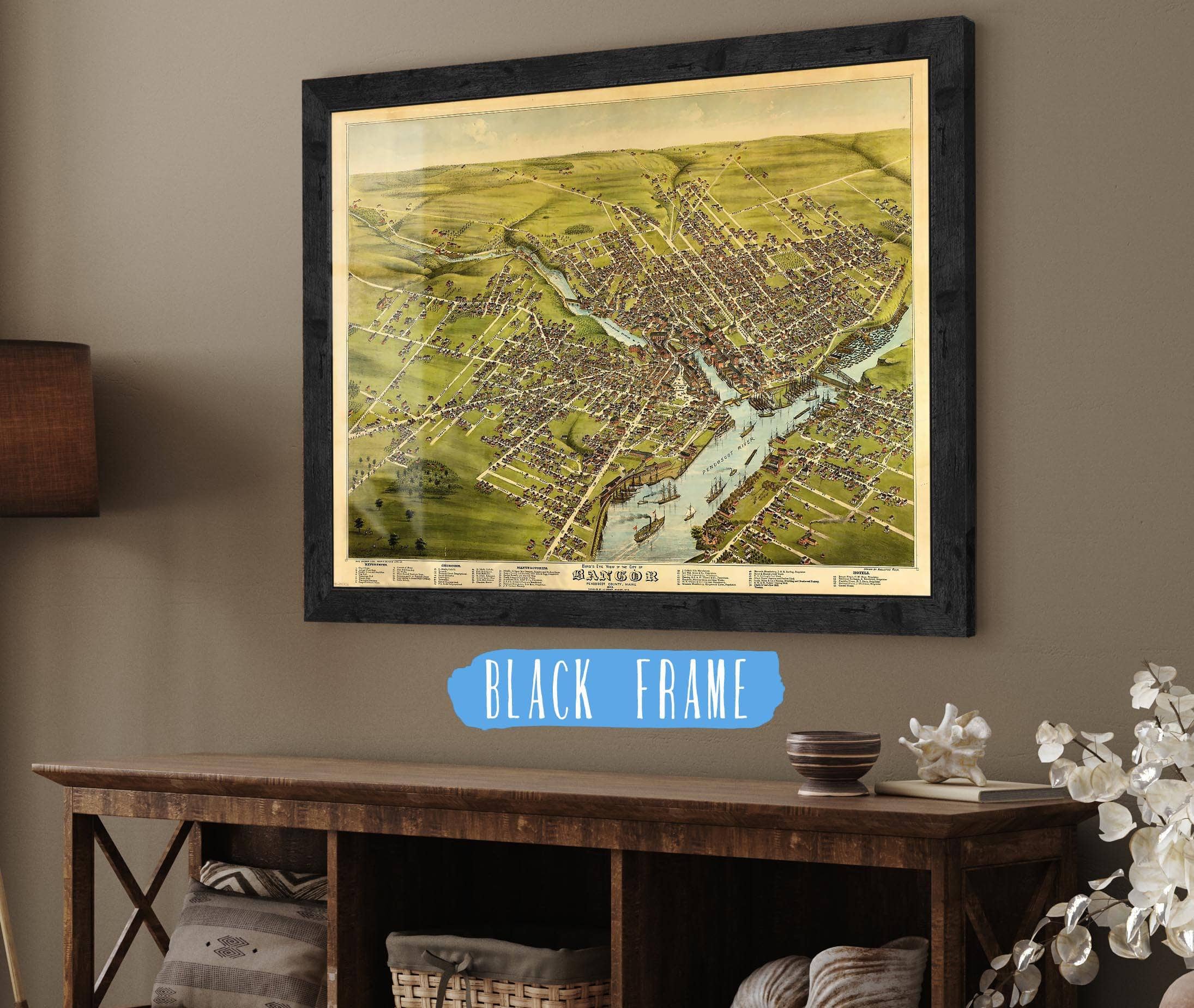 Birds Eye View Of The City Of Bangor Penobscot County Maine 1875 State of Maine - Image 2