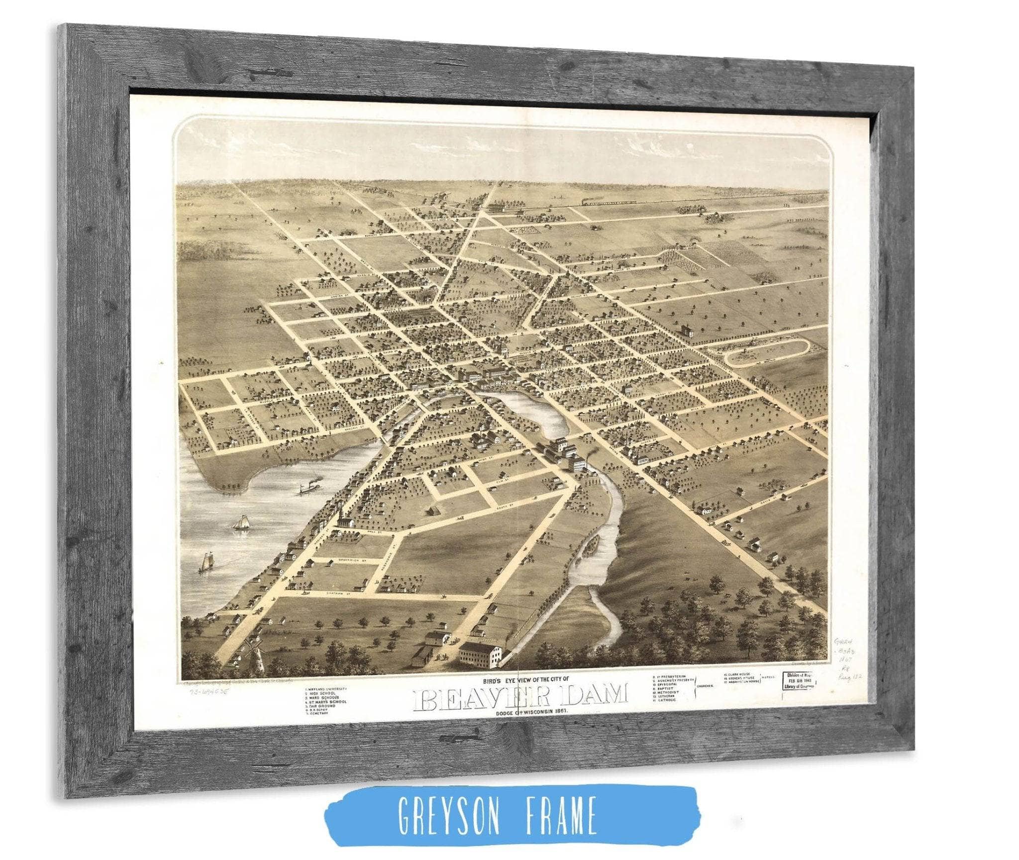 Birds Eye View Of The City Of Beaver Dam Dodge Co Wisconsin 1867 State of Wisconsin - Image 6