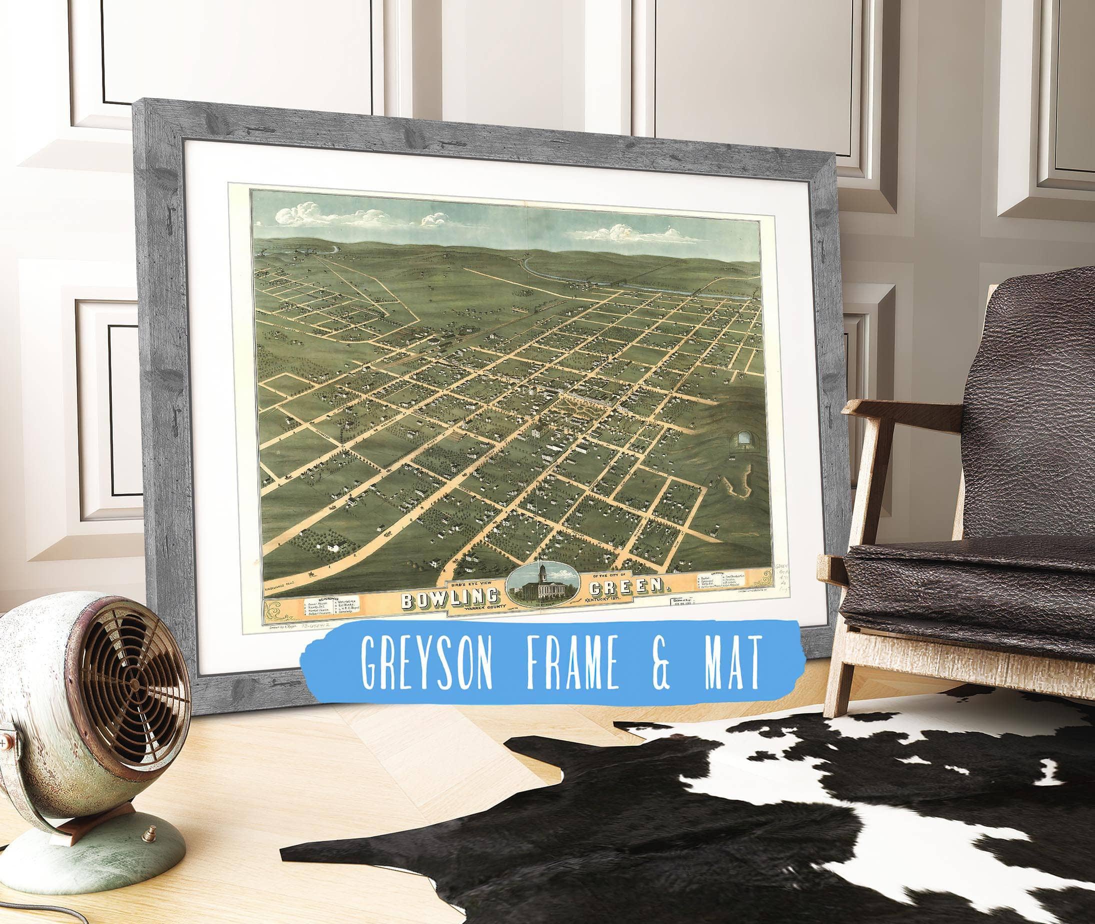 Birds Eye View Of The City Of Bowling Green Warren County Kentucky 1871 State of Kentucky - Image 7