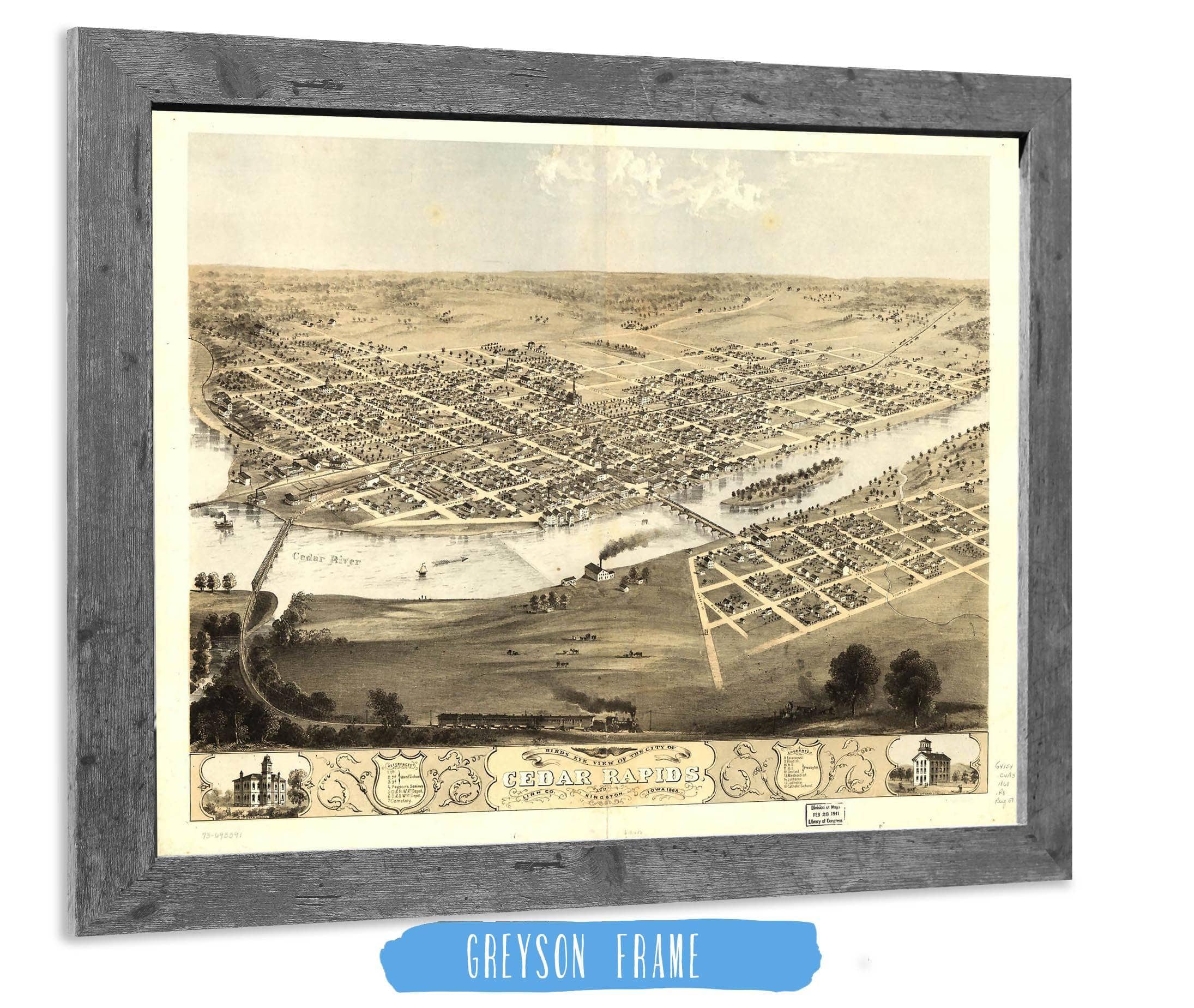 Birds Eye View Of The City Of Cedar Rapids And Kingston Linn Co Iowa 1868 State of Iowa - Image 6