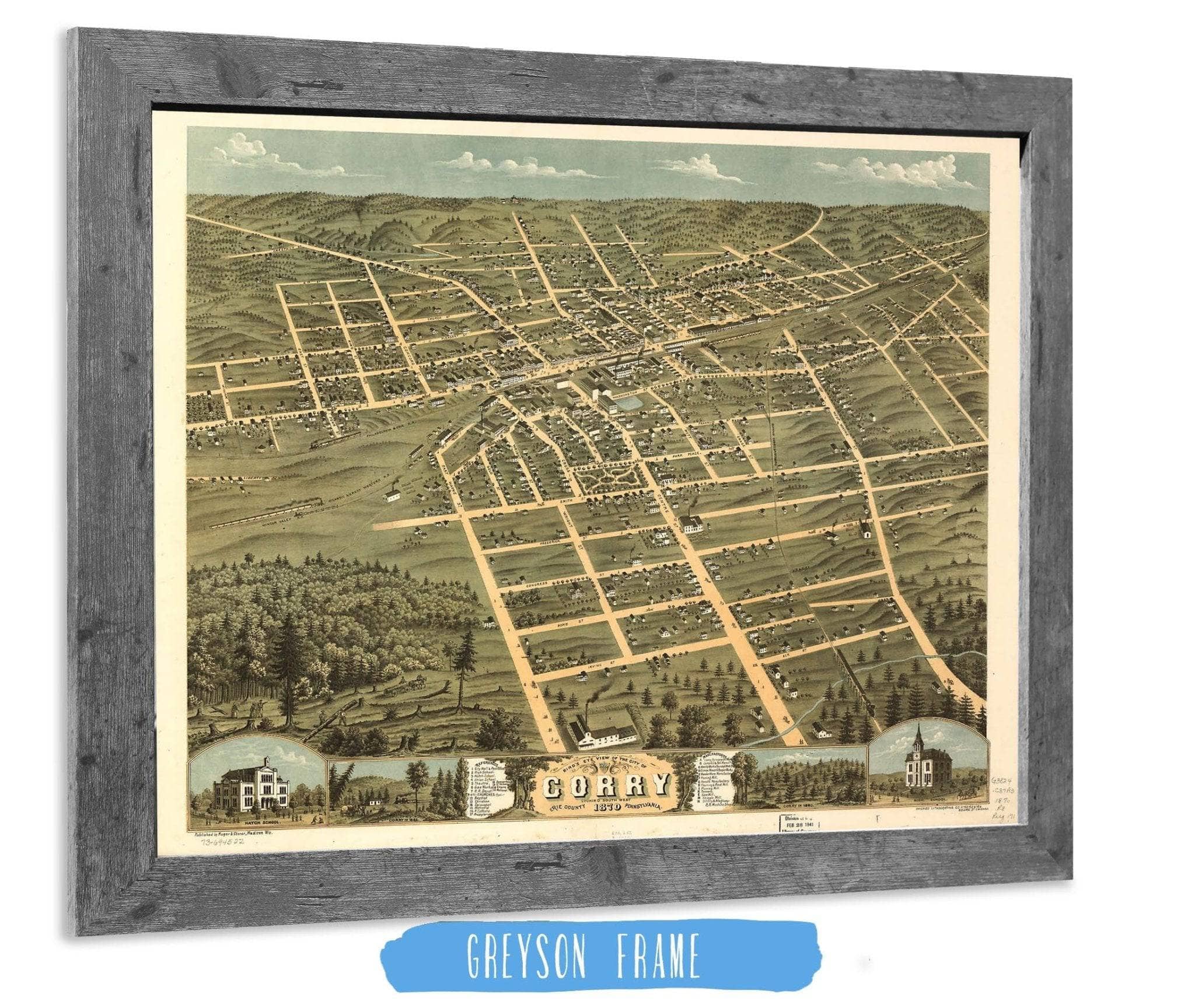 Birds Eye View Of The City Of Corry Erie County Pennsylvania 1870 State of Pennsylvania - Image 6