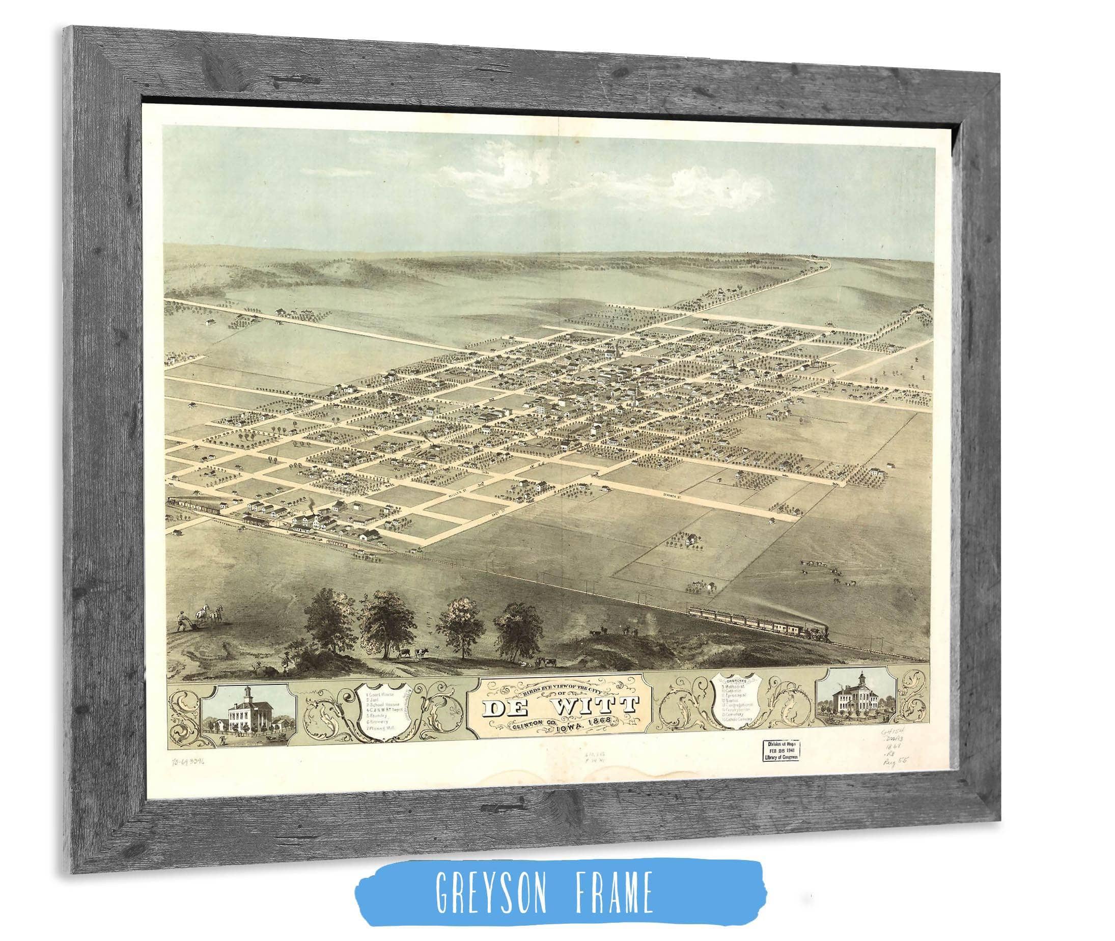 Birds Eye View Of The City Of De Witt Clinton Co Iowa 1868 State of Iowa - Image 6