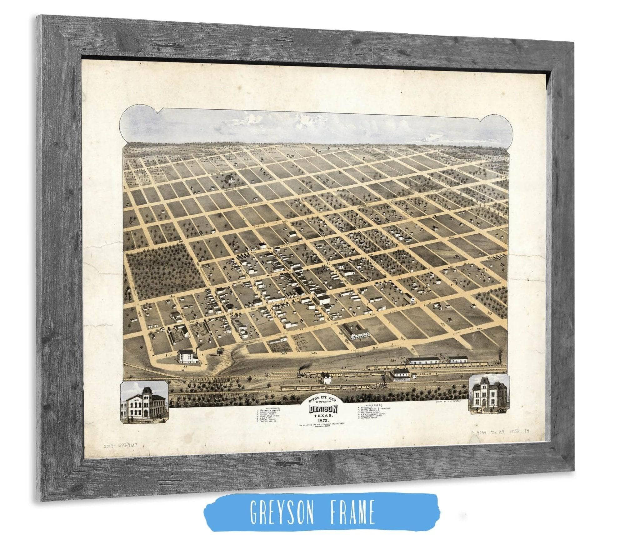 Birds Eye View Of The City Of Denison Texas 1873 State of Texas - Image 6