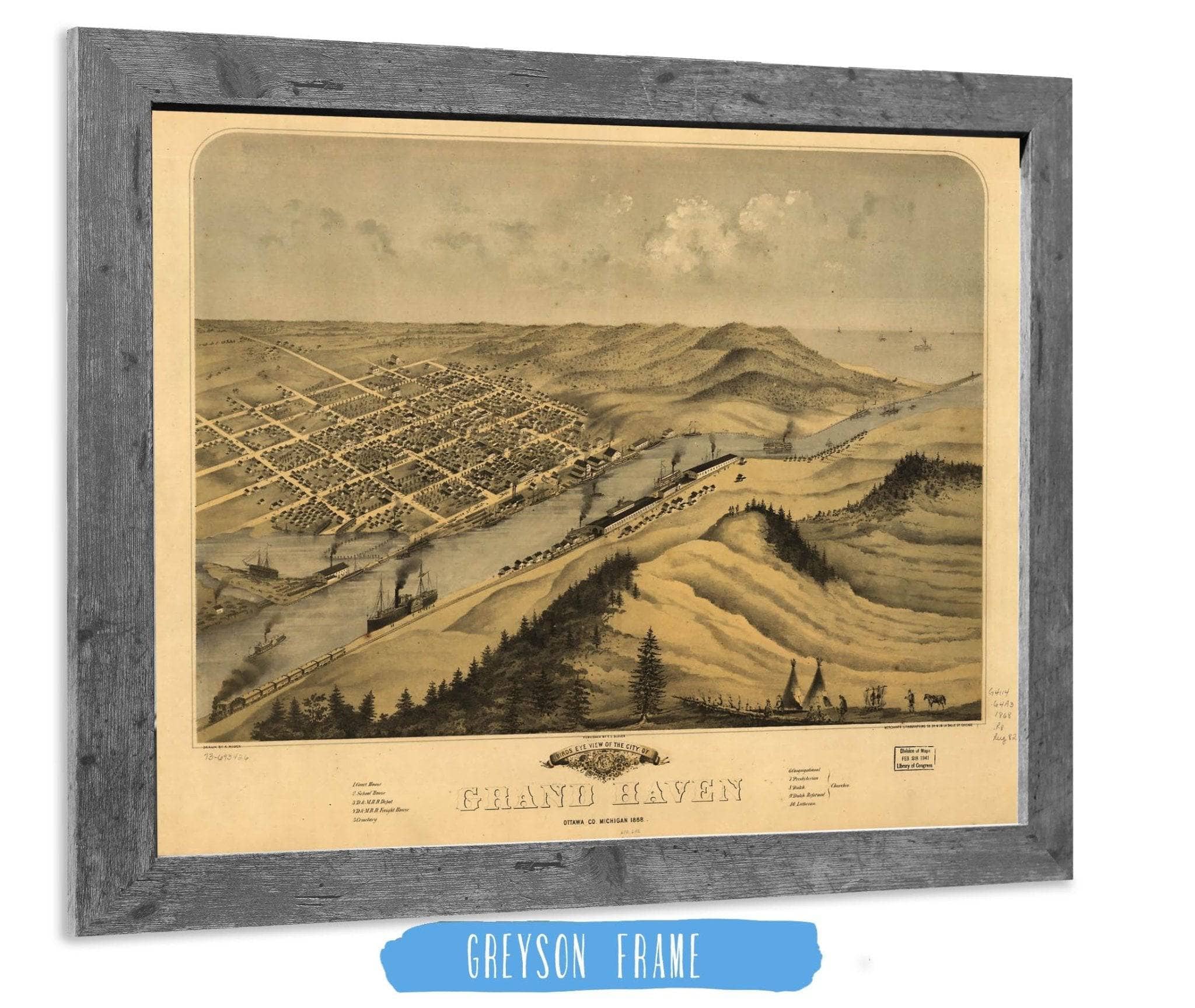 Birds Eye View Of The City Of Grand Haven Ottawa Co Michigan 1868 State of Michigan - Image 6