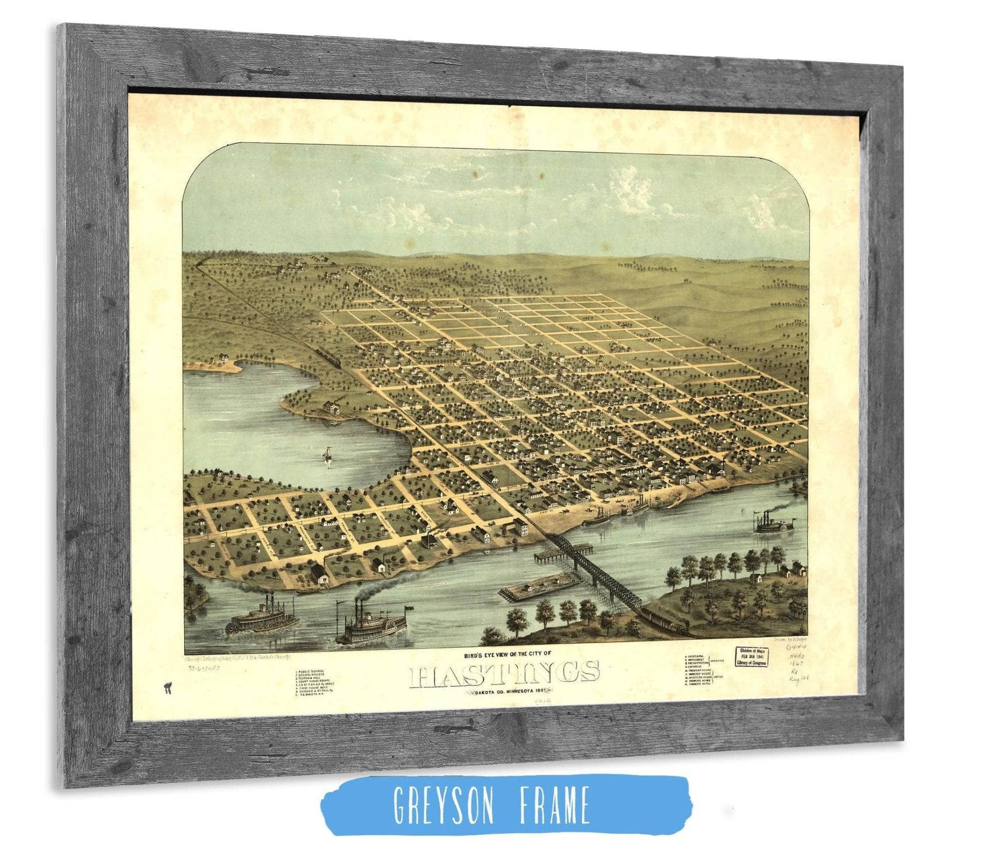 Birds Eye View Of The City Of Hastings Dakota Co Minnesota 1867 State of Minnesota - Image 6