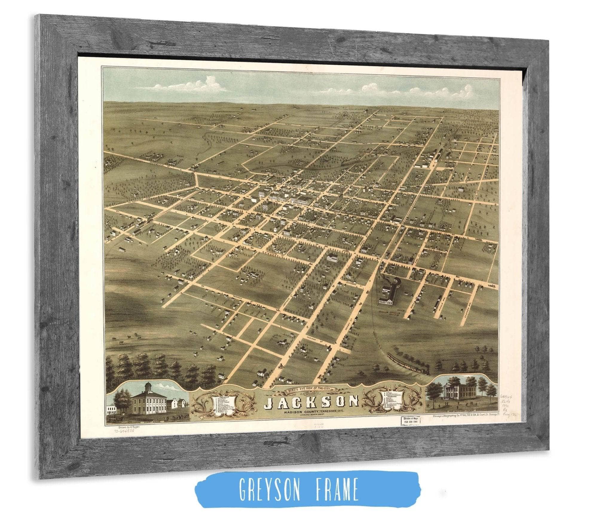 Birds Eye View Of The City Of Jackson Madison County Tennessee 1870 State of Tennessee - Image 6