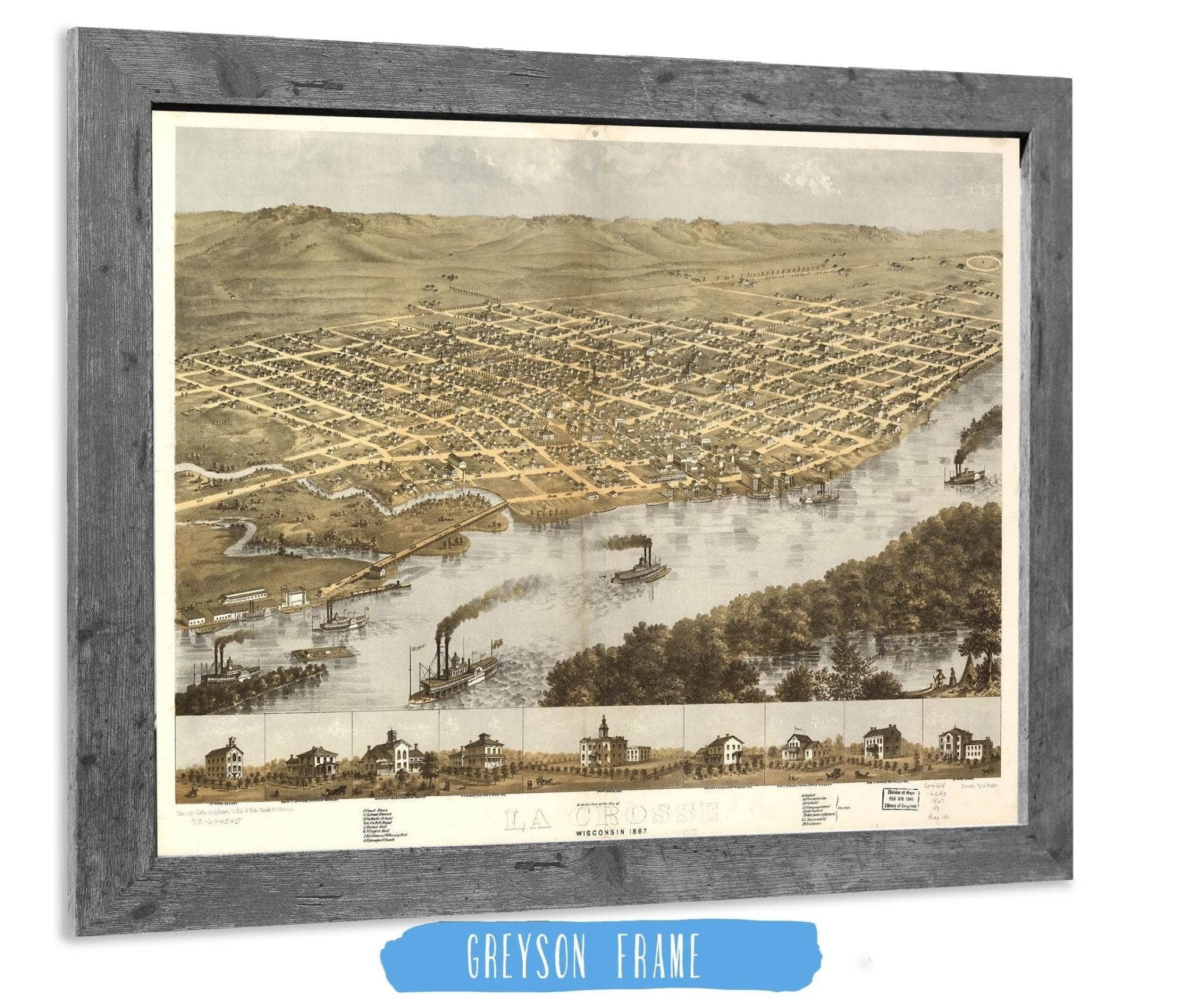Birds Eye View Of The City Of La Crosse Wisconsin 1867 State of Wisconsin - Image 6