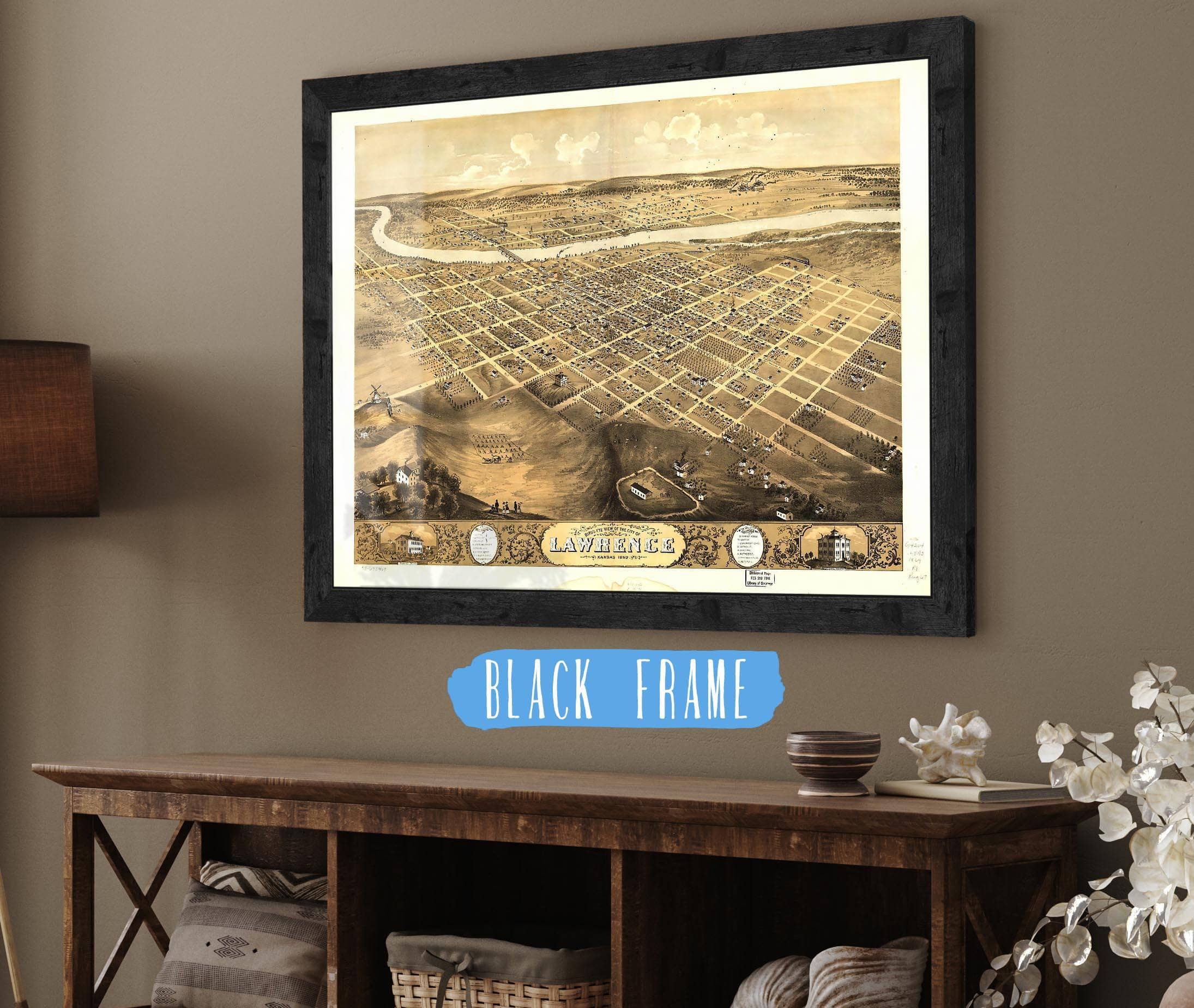 Birds Eye View Of The City Of Lawrence Kansas 1869 State of Kansas - Image 2